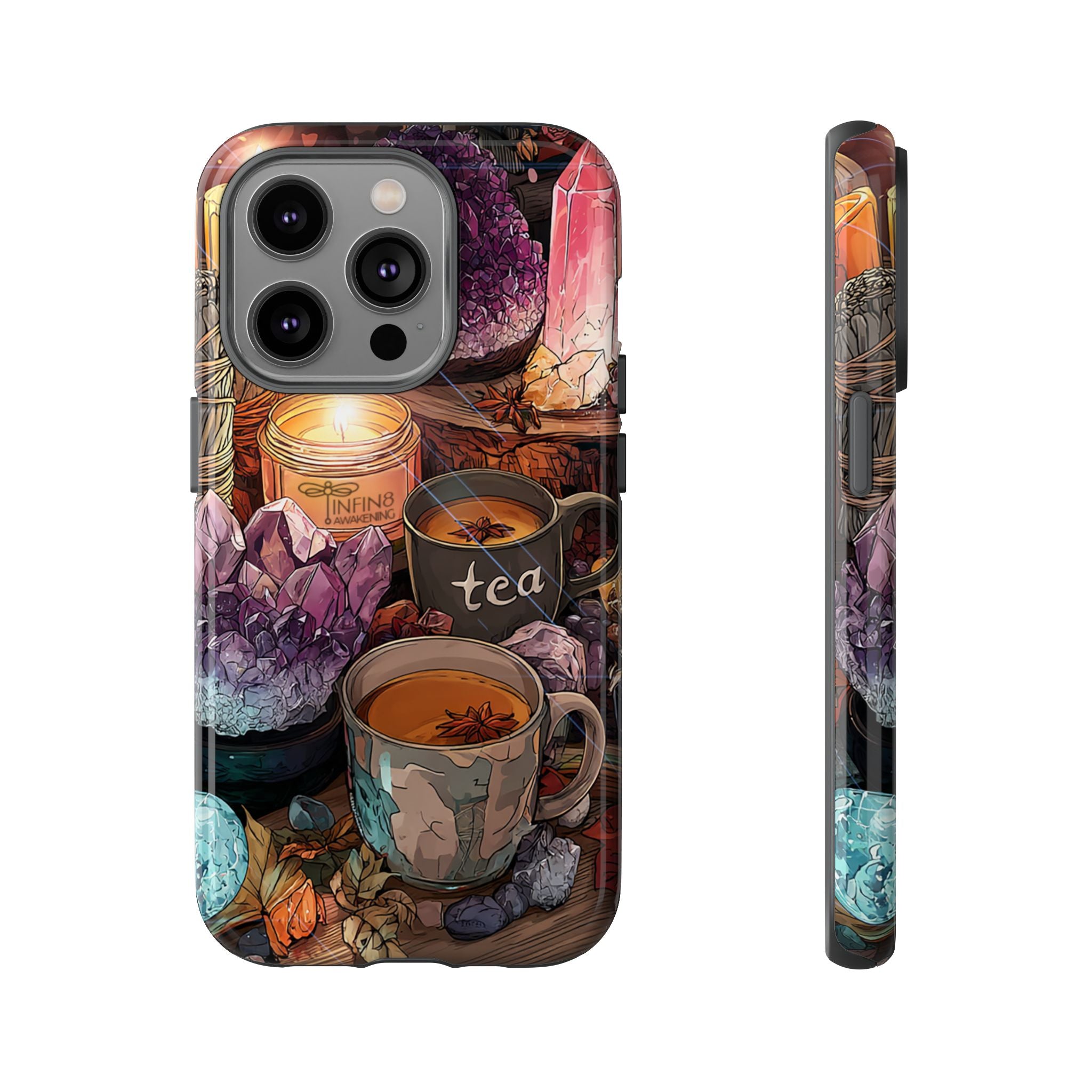 Mystical Crystal Phone Case, Cottagecore Samsung Case - Crystal Tea Lovers Phone Case, Spiritual iPhone Case, Samsung Magical FairyCore Case