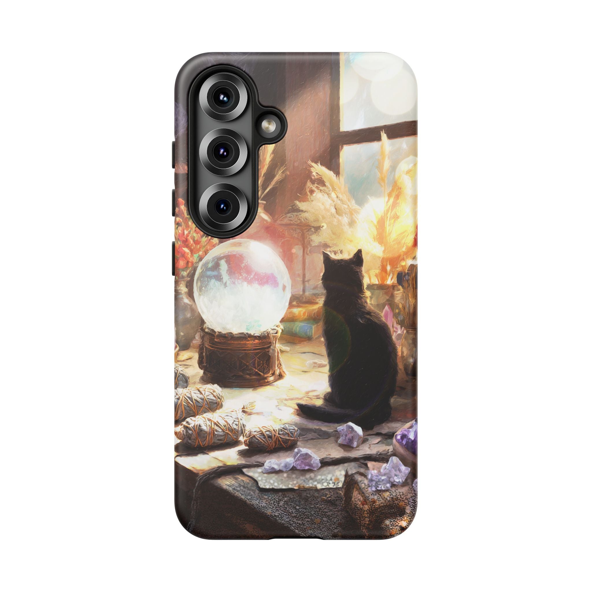 Crystal Phone case, Black Cat Case - Aesthetic Tough Case for Black Cat Lovers, Gift for Her, Witch Decor, Phone Protector, Home Vibes