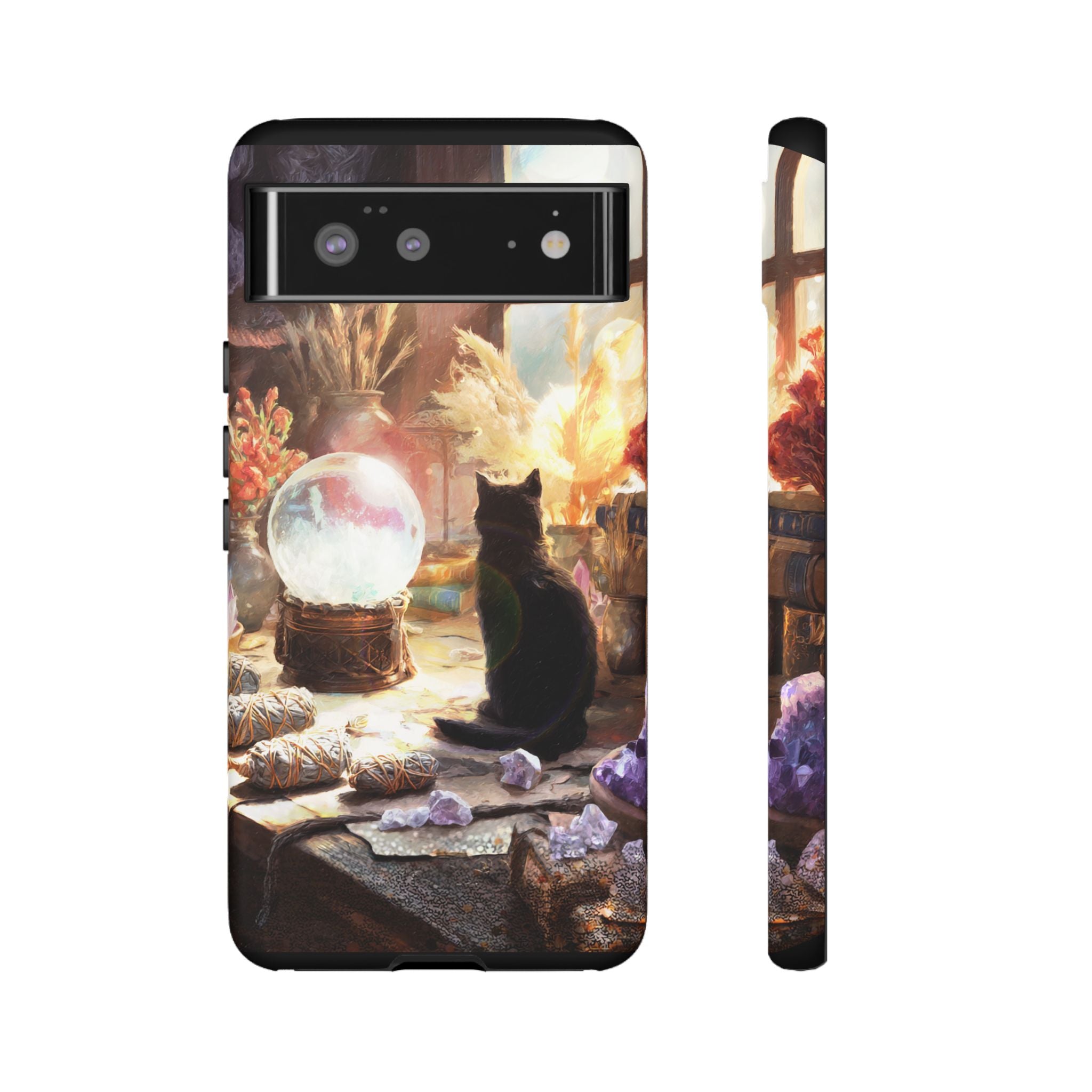 Crystal Phone case, Black Cat Case - Aesthetic Tough Case for Black Cat Lovers, Gift for Her, Witch Decor, Phone Protector, Home Vibes