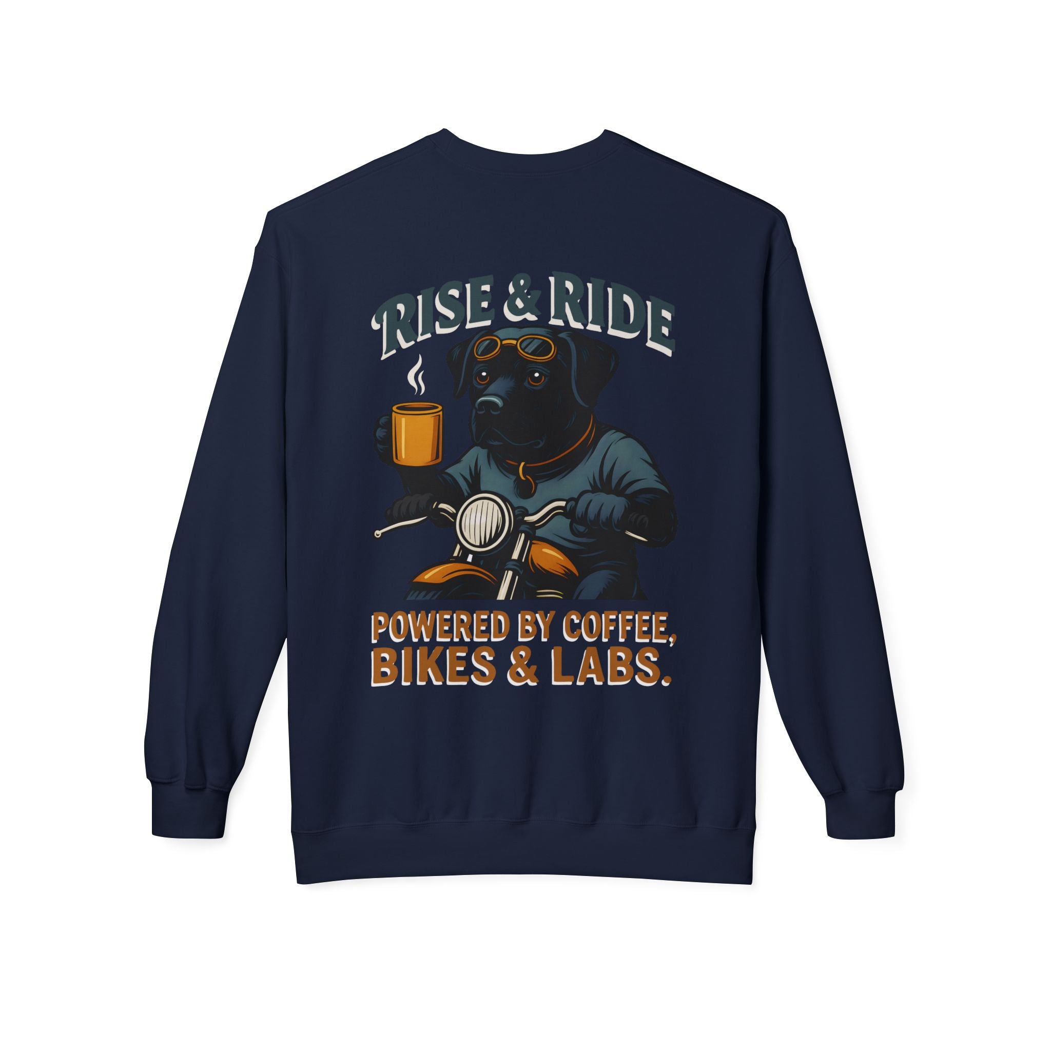 Dog Husky Biker Coffee Shirt | Husky Motorcycle Sweatshirt for Men Back Print