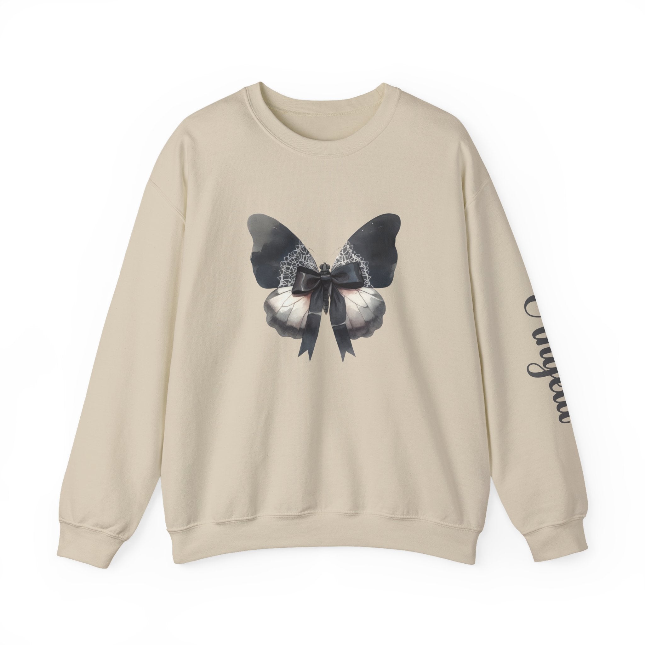 Valentine Dark Butterfly Shirt | Personalized Name Sleeve Sweatshirt Gift for Her