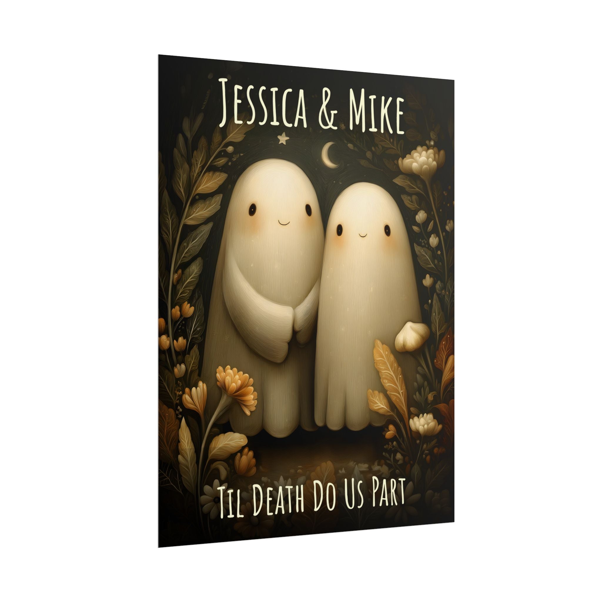 Valentine Poster Til Death Do Us Part Ghost | UNFRAMED Custom Name Valentines Day Wall Art for Couples