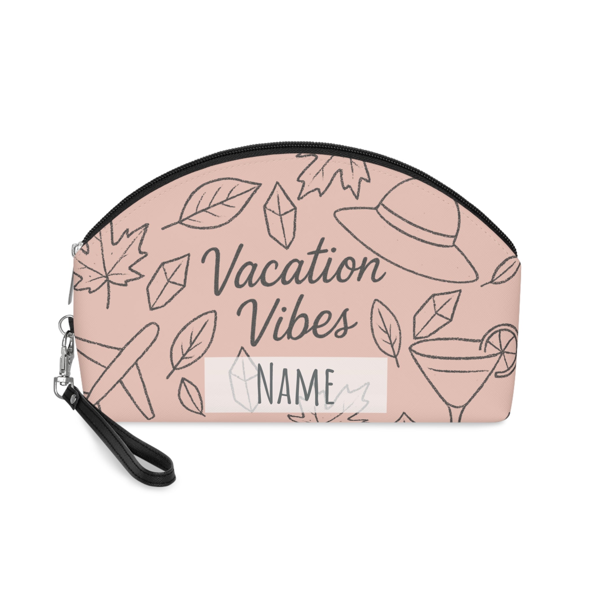 Pink Personalized Makeup Bag, Vacation Vibes Cosmetic Case, Poolside Travel Pouch, Custom Bridesmaid Gift, Custom Party Favor