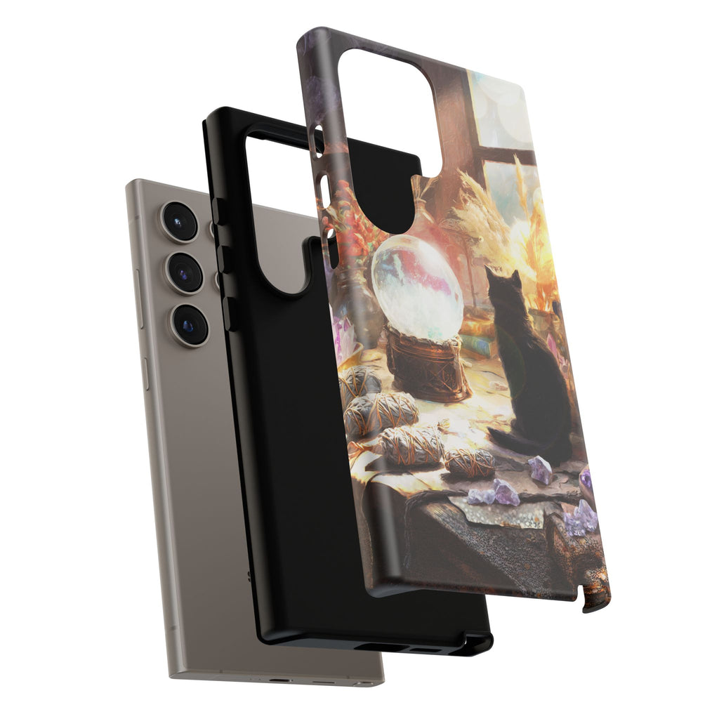 Crystal Phone case, Black Cat Case - Aesthetic Tough Case for Black Cat Lovers, Gift for Her, Witch Decor, Phone Protector, Home Vibes