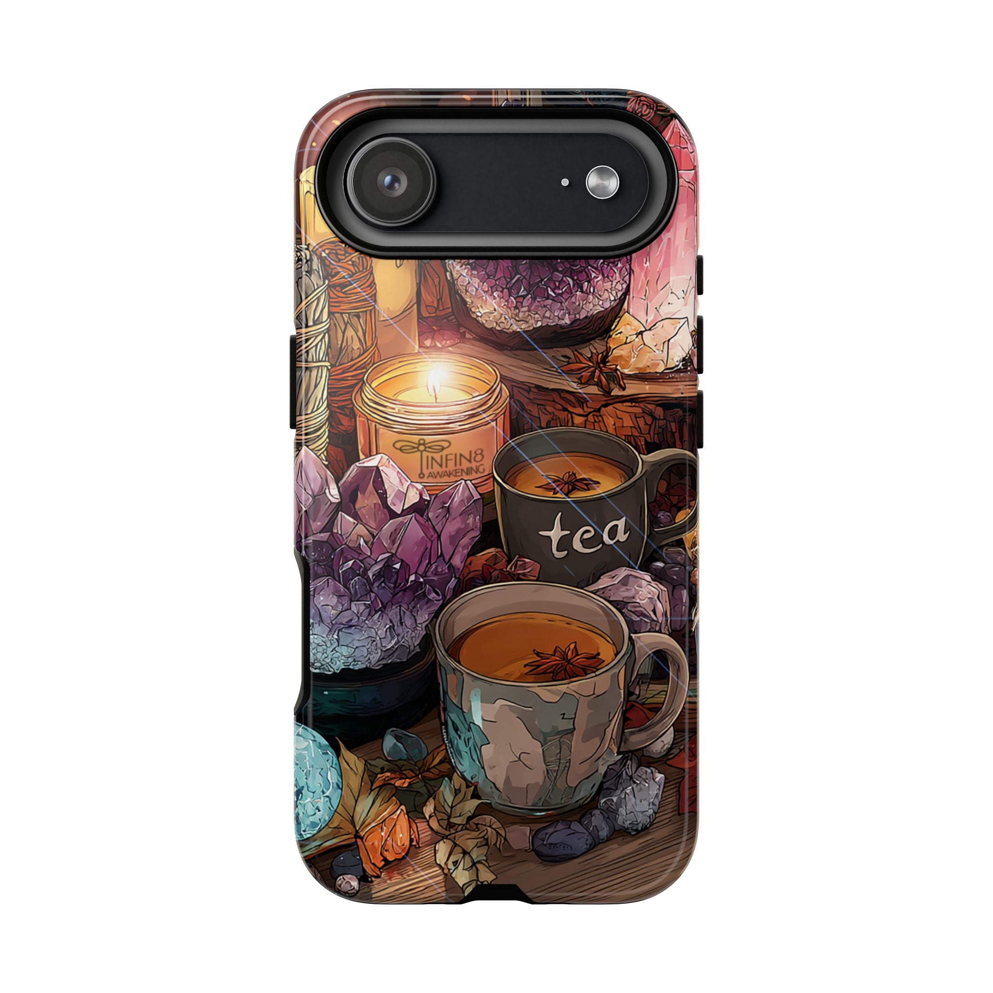 Mystical Crystal Phone Case, Cottagecore Samsung Case - Crystal Tea Lovers Phone Case, Spiritual iPhone Case, Samsung Magical FairyCore Case