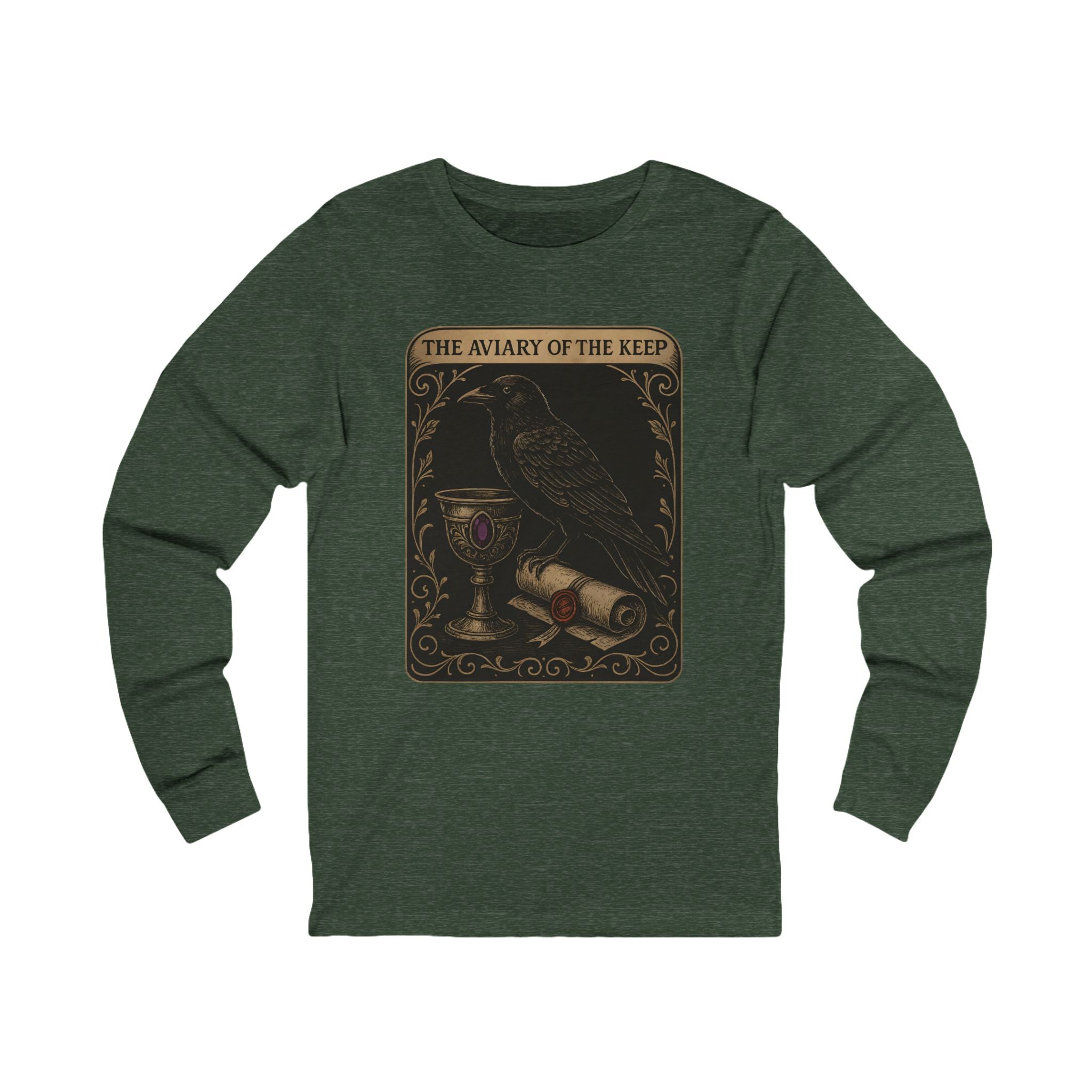 The Aviary of the Keep Long Sleeve Tee | Male Castlecore raven shirt