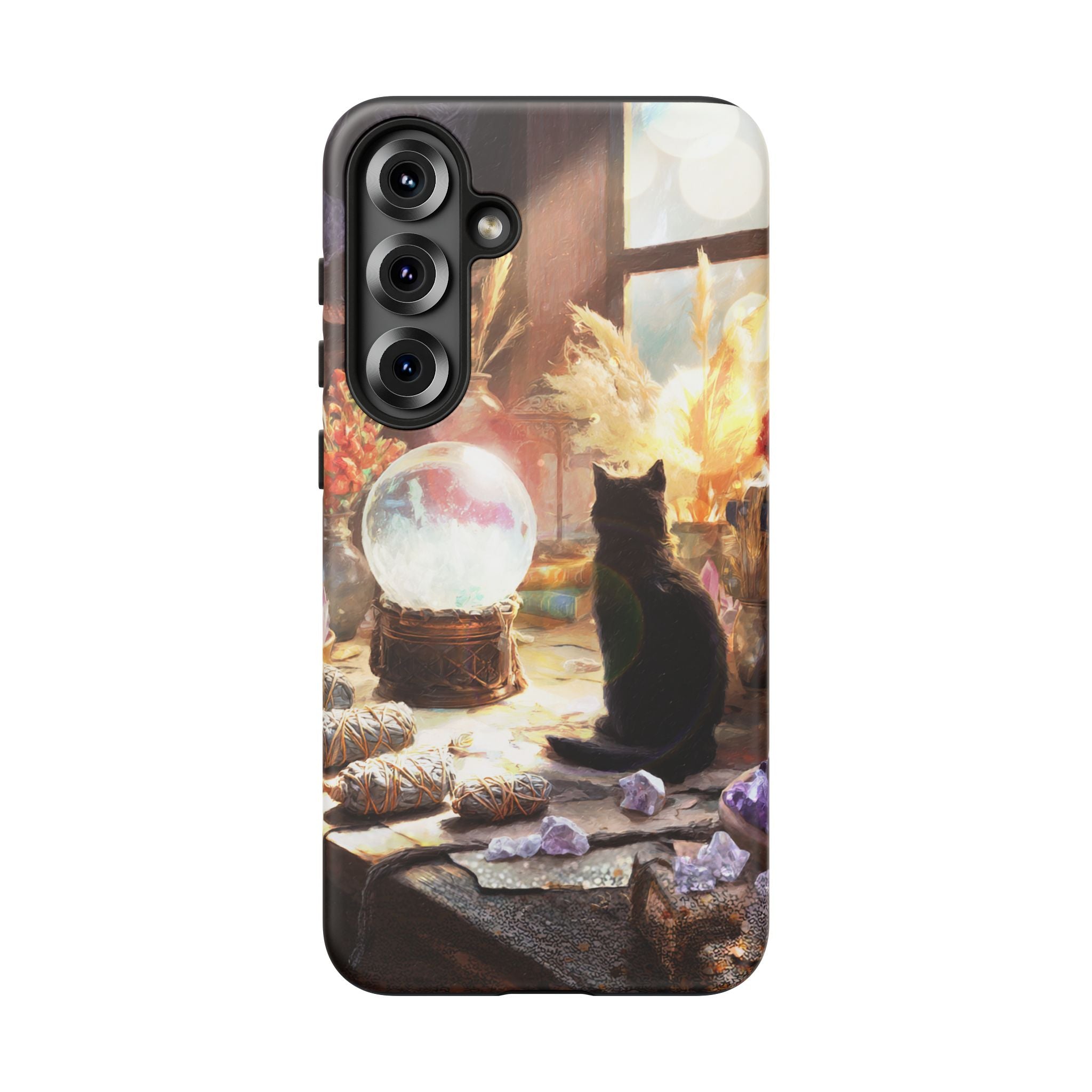 Crystal Phone case, Black Cat Case - Aesthetic Tough Case for Black Cat Lovers, Gift for Her, Witch Decor, Phone Protector, Home Vibes