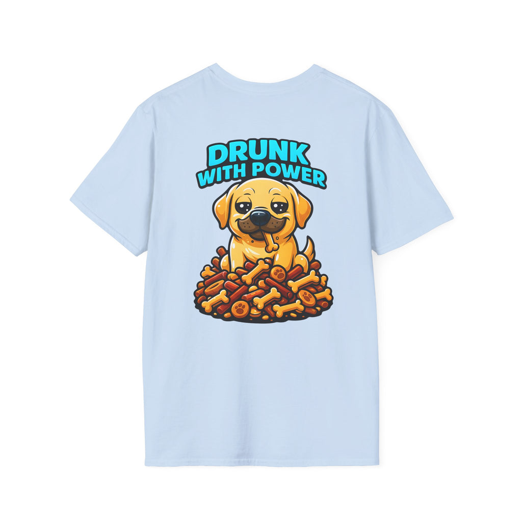 Dog Personalized Yellow Lab Lover T-Shirt | Drunk With Power Funny Dog Tee with Front & Back Print