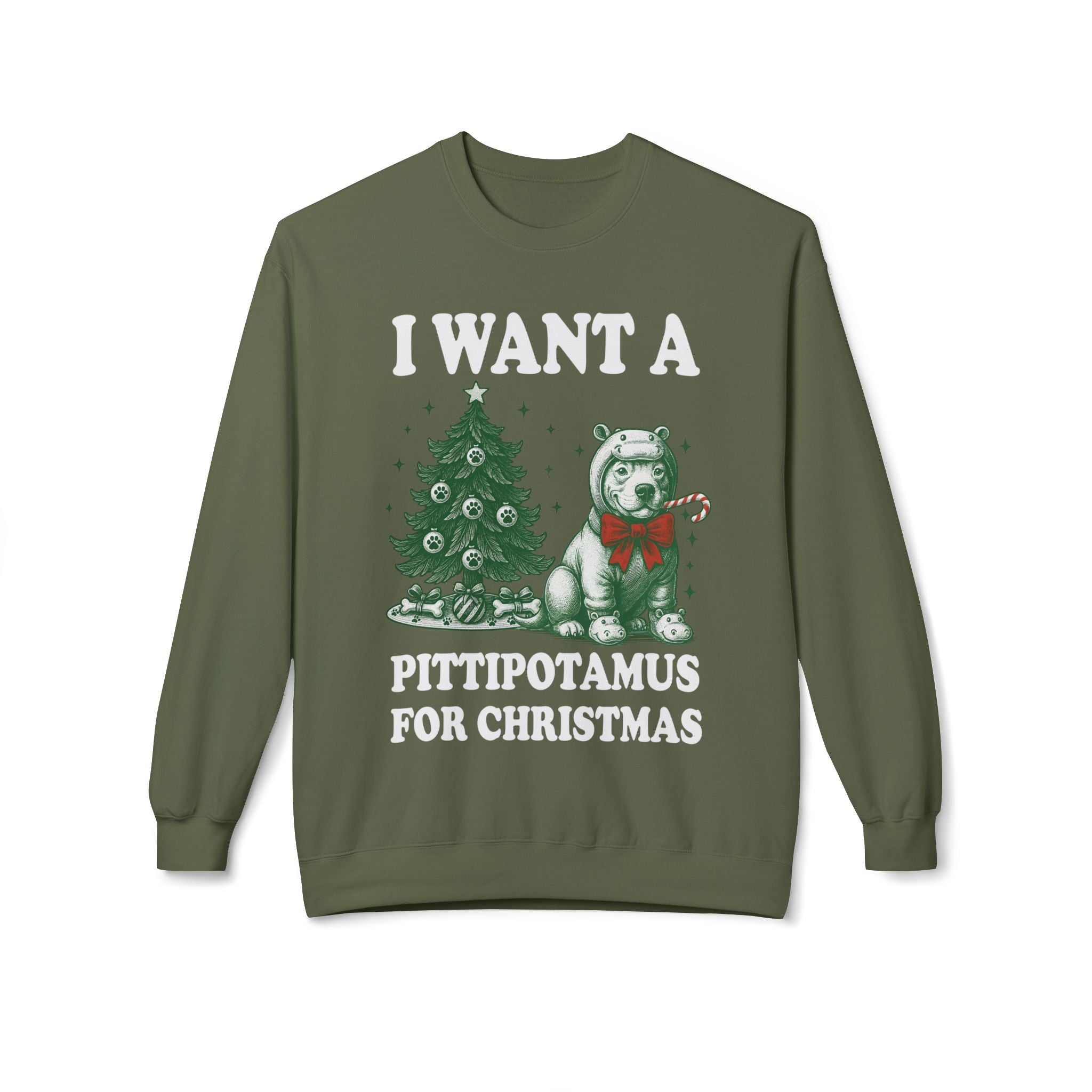 Pitbull Christmas Pullover | Cute Pittipotamus Holiday Sweatshirt for Dog Lovers