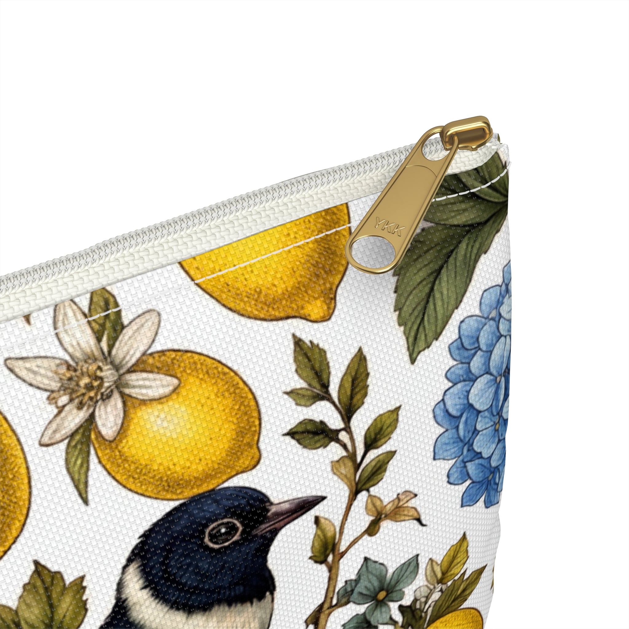 Garden Songbird | Lemon Hydrangea Accessory Pouch Printify