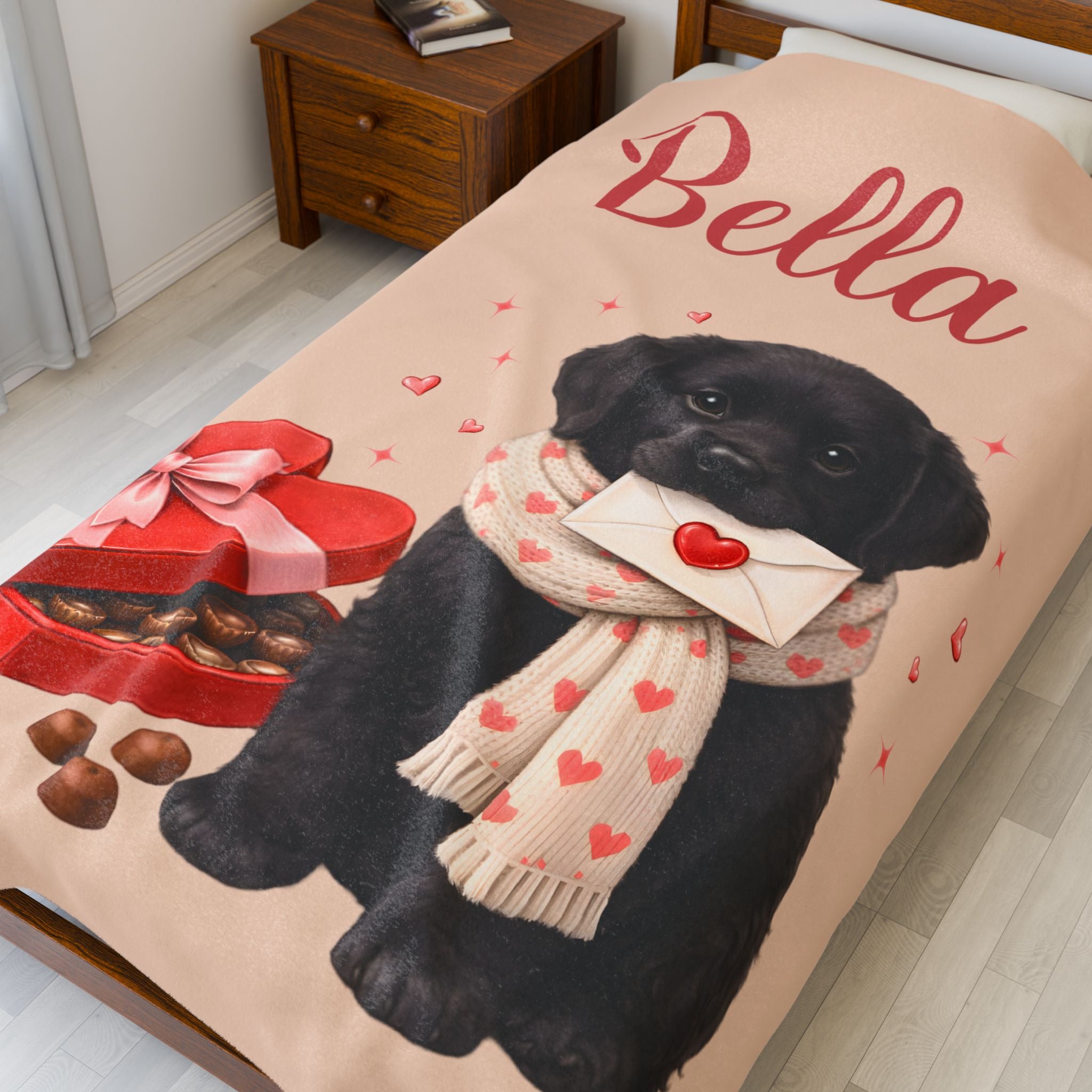 Valentines Day Black Lab Blanket | Valentine Plush Labrador Lover Gift for Cozy Nights