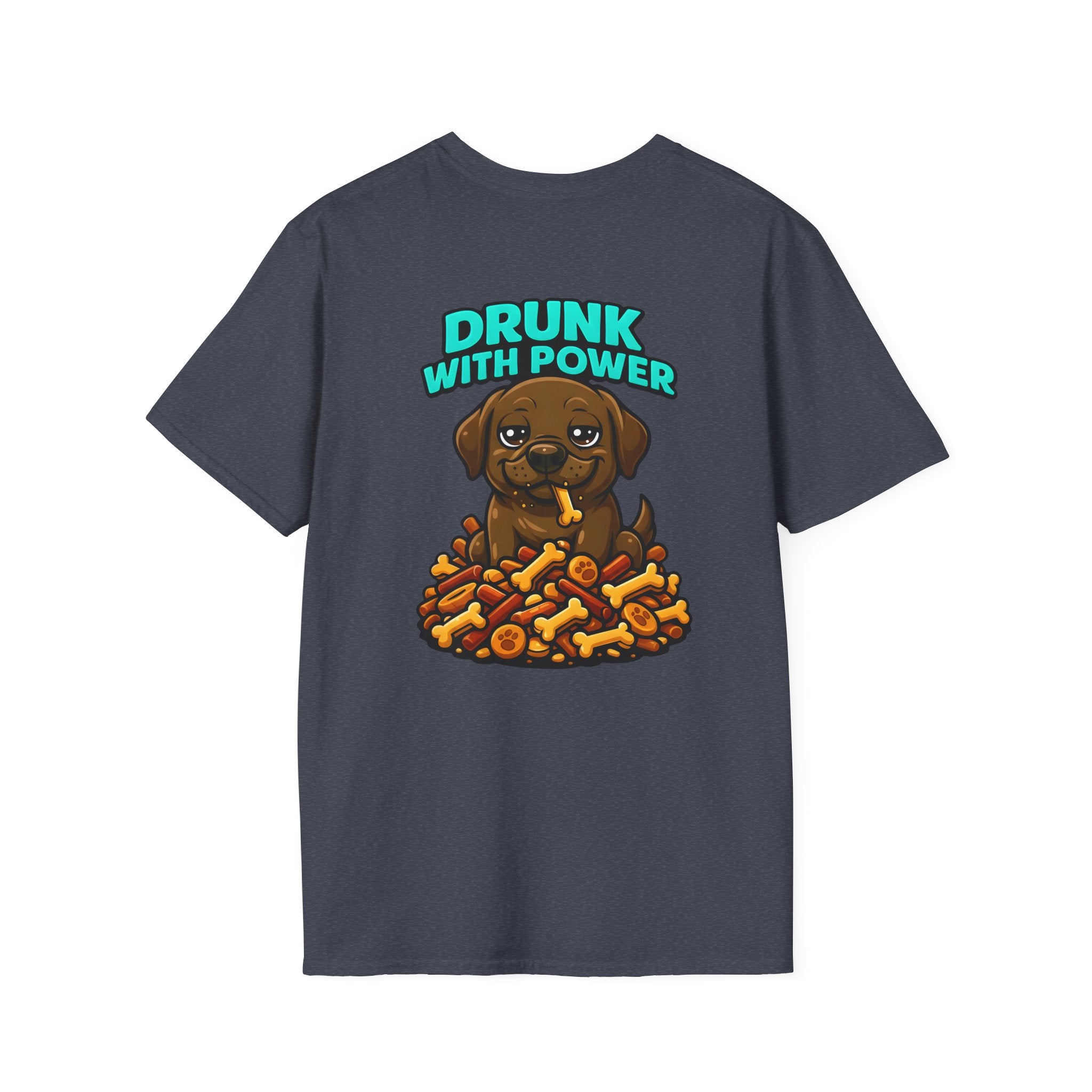 Dog Personalized Chocolate Lab Lover T-Shirt | Drunk With Power Dog Tee with Front & Back Print
