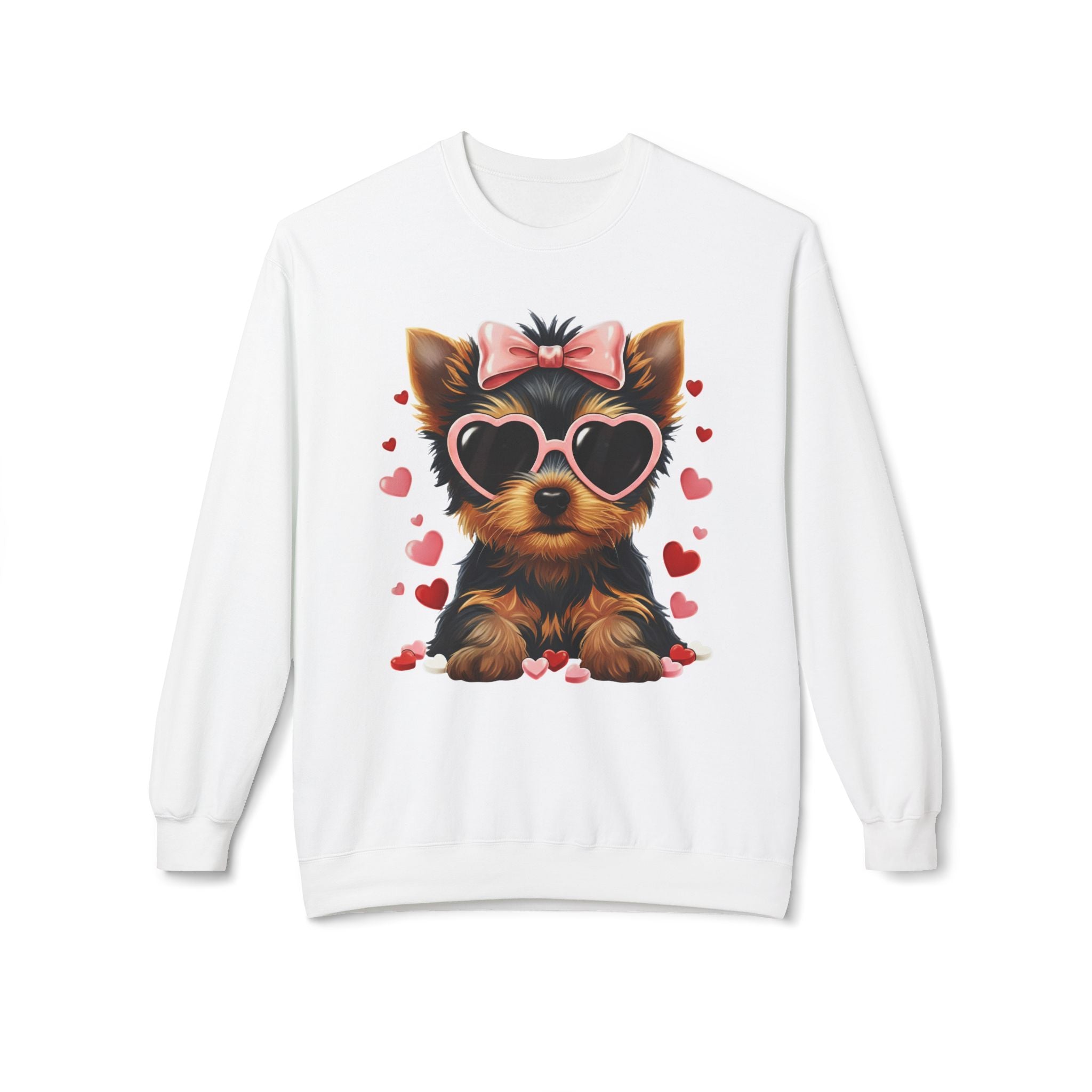Yorkshire Terrier Valentine Shirt | Yorkie Heart Sunglasses Pullover Sweatshirt Gift for Her