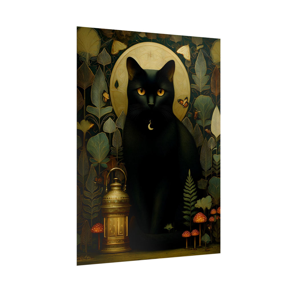The Watchful Cat Wall Art | The Forest Garden Black Cat Print for Home Decor