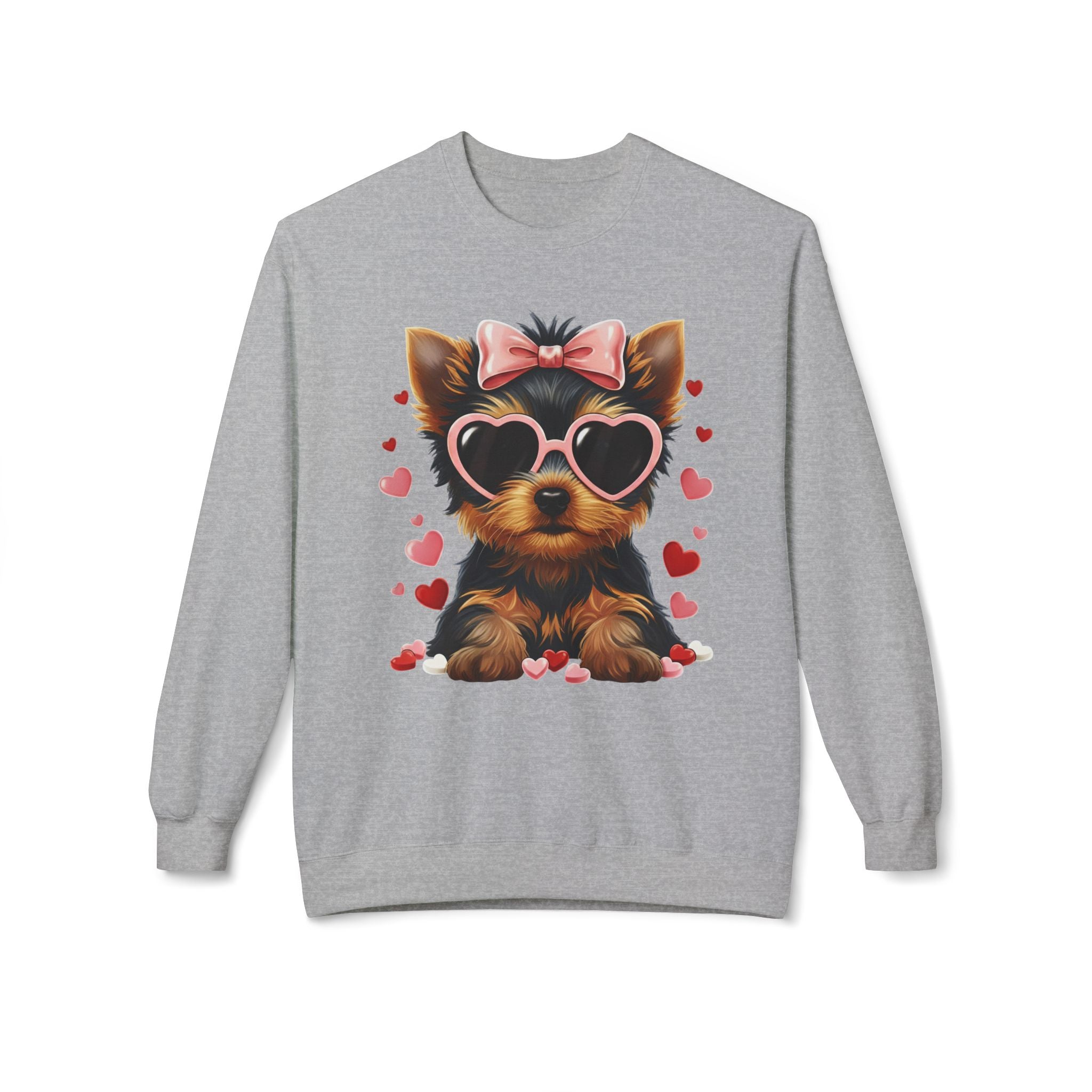 Yorkshire Terrier Valentine Shirt | Yorkie Heart Sunglasses Pullover Sweatshirt Gift for Her