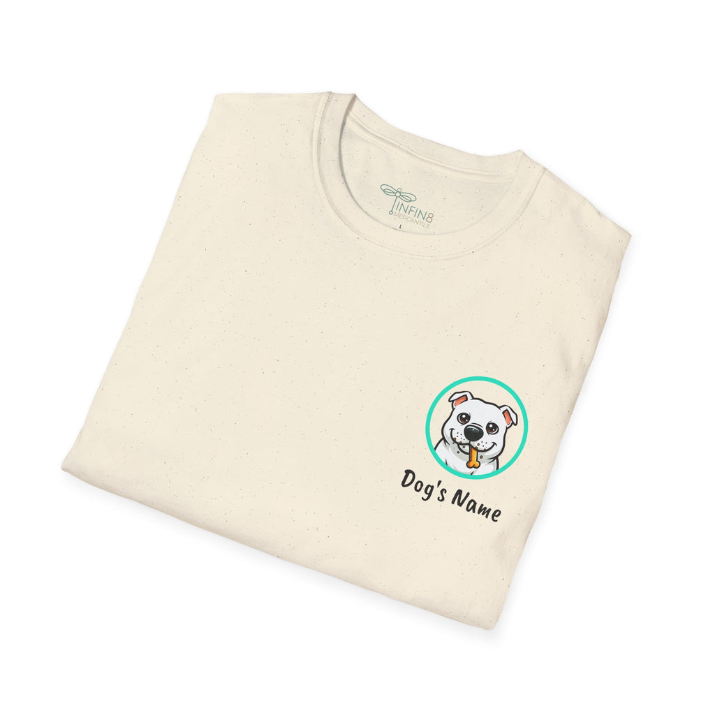 Dog Personalized White Pitbull Lover T-Shirt | Drunk With Power Funny Pittie Tee with Front & Back Print