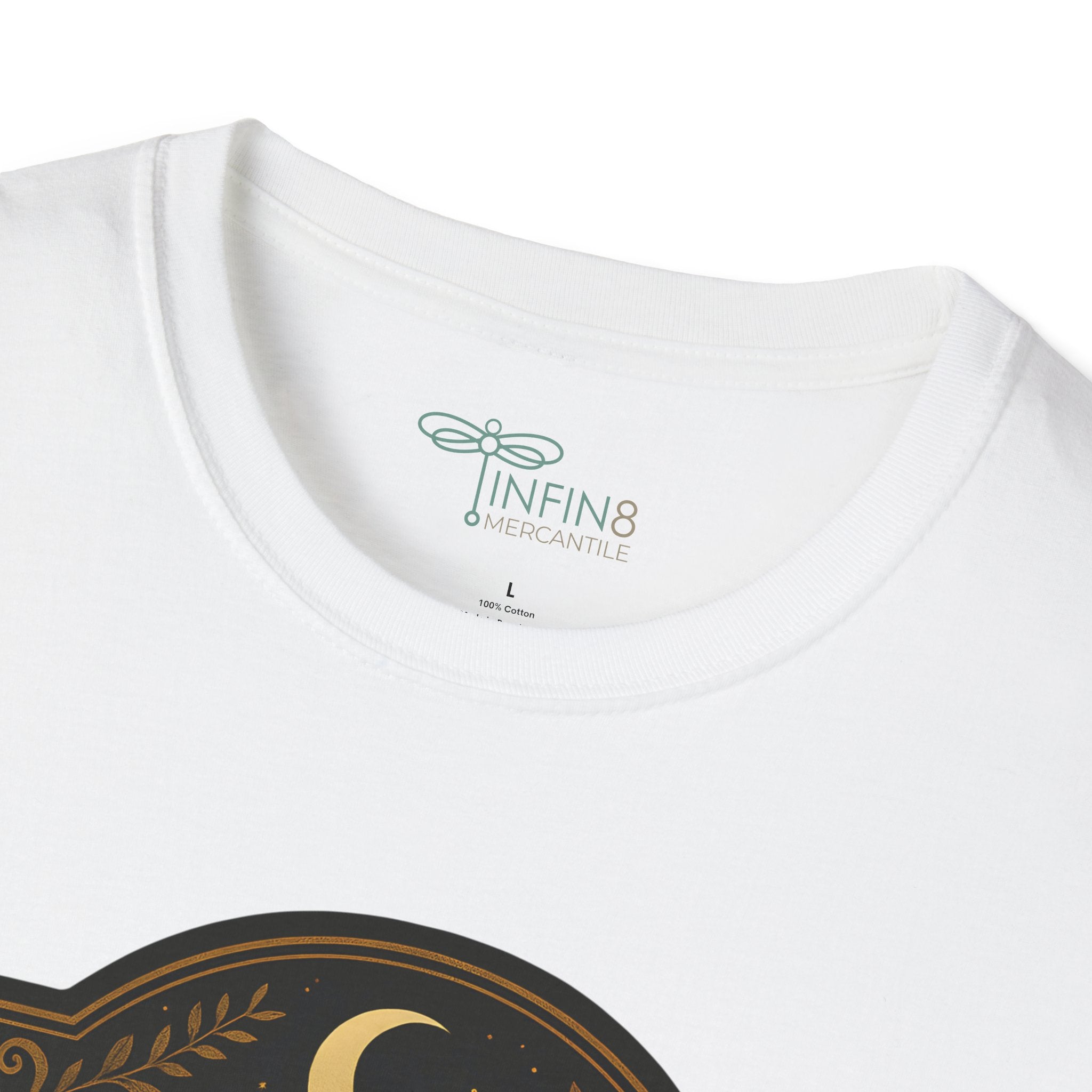 The Moonlit Cat T-Shirt | The Forest Garden Collection Mystical White Cat Tee for Fantasy