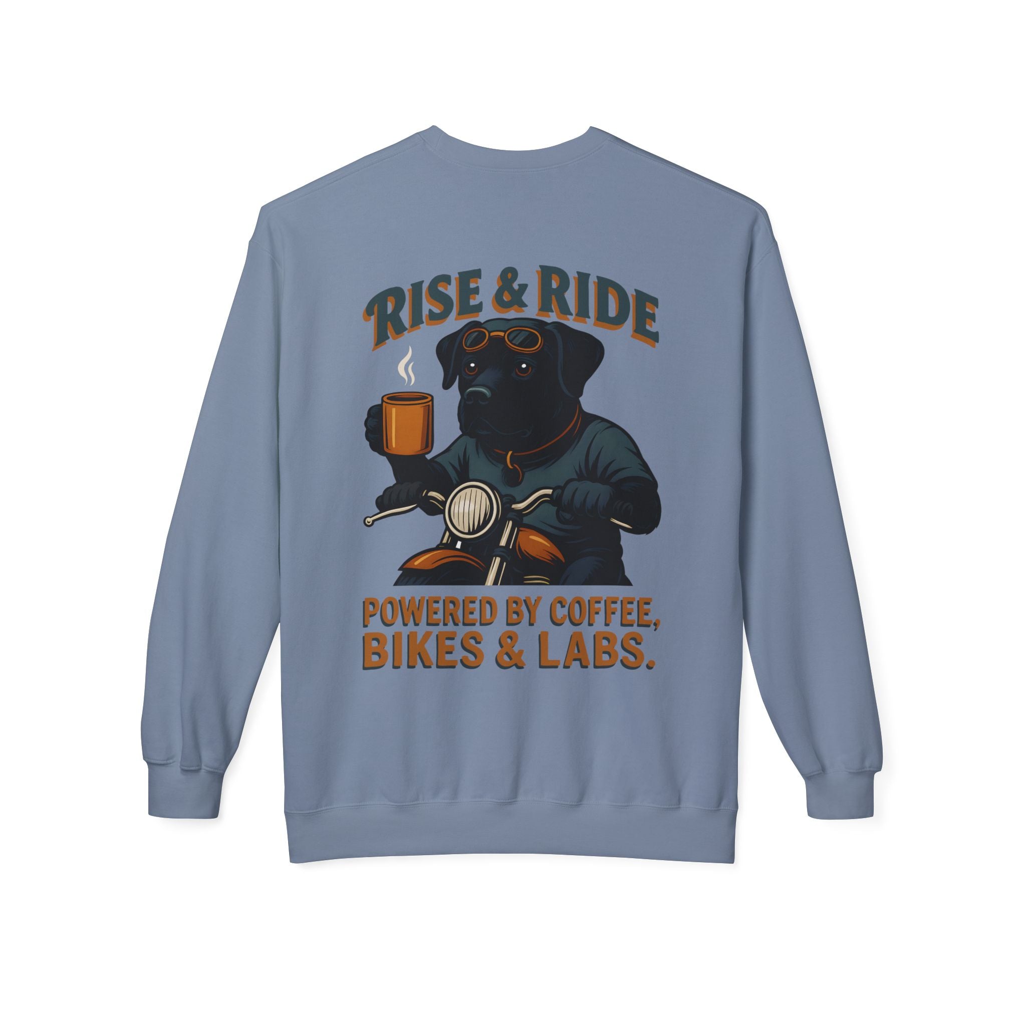 Dog Husky Biker Coffee Shirt | Husky Motorcycle Sweatshirt for Men Back Print