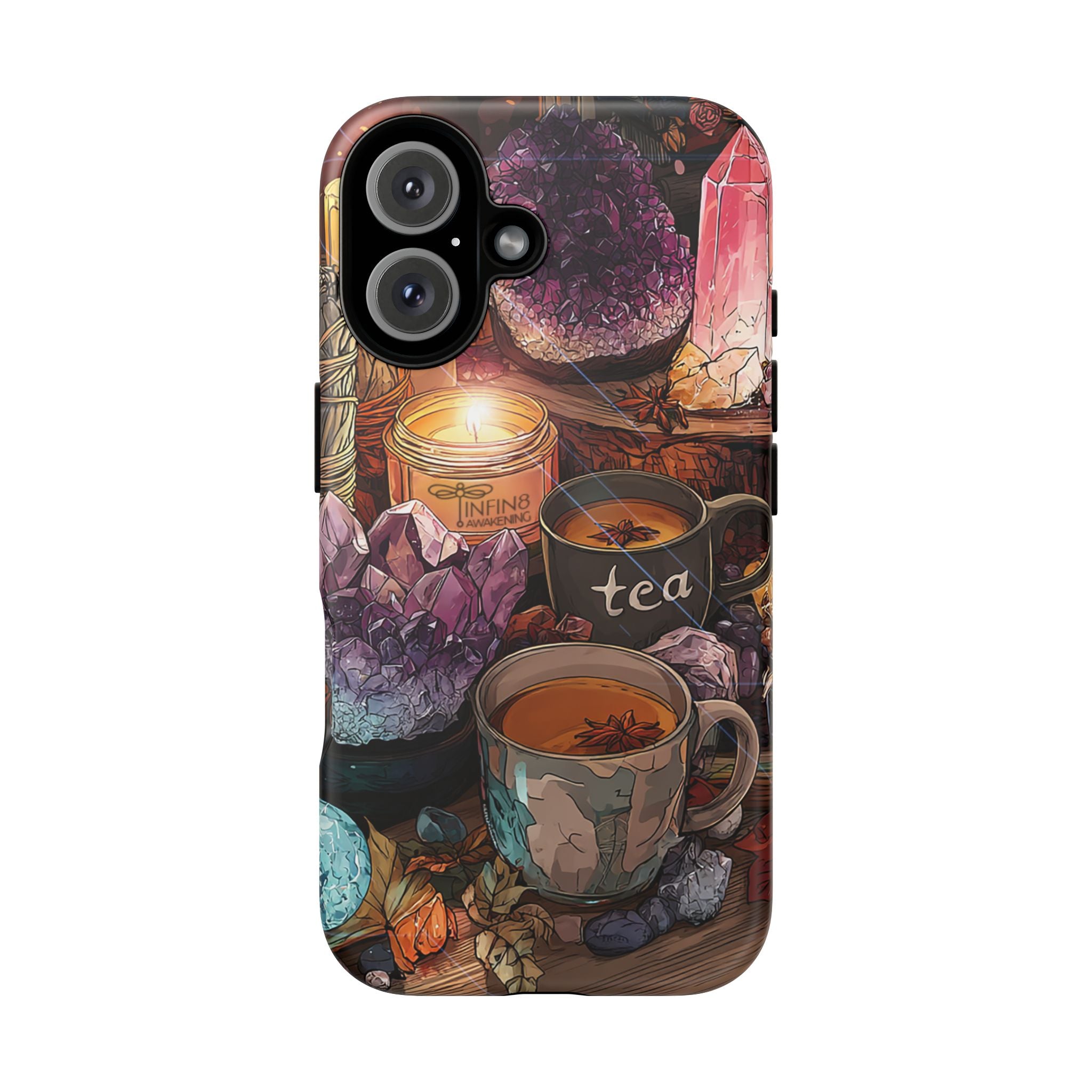 Mystical Crystal Phone Case, Cottagecore Samsung Case - Crystal Tea Lovers Phone Case, Spiritual iPhone Case, Samsung Magical FairyCore Case