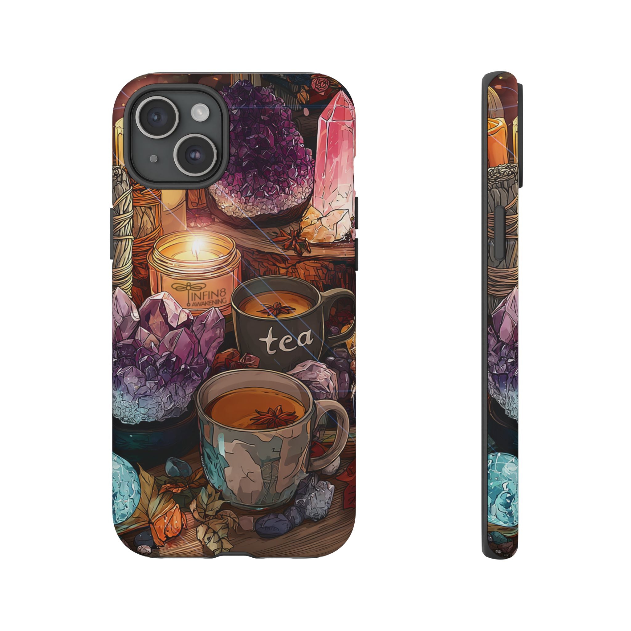 Mystical Crystal Phone Case, Cottagecore Samsung Case - Crystal Tea Lovers Phone Case, Spiritual iPhone Case, Samsung Magical FairyCore Case
