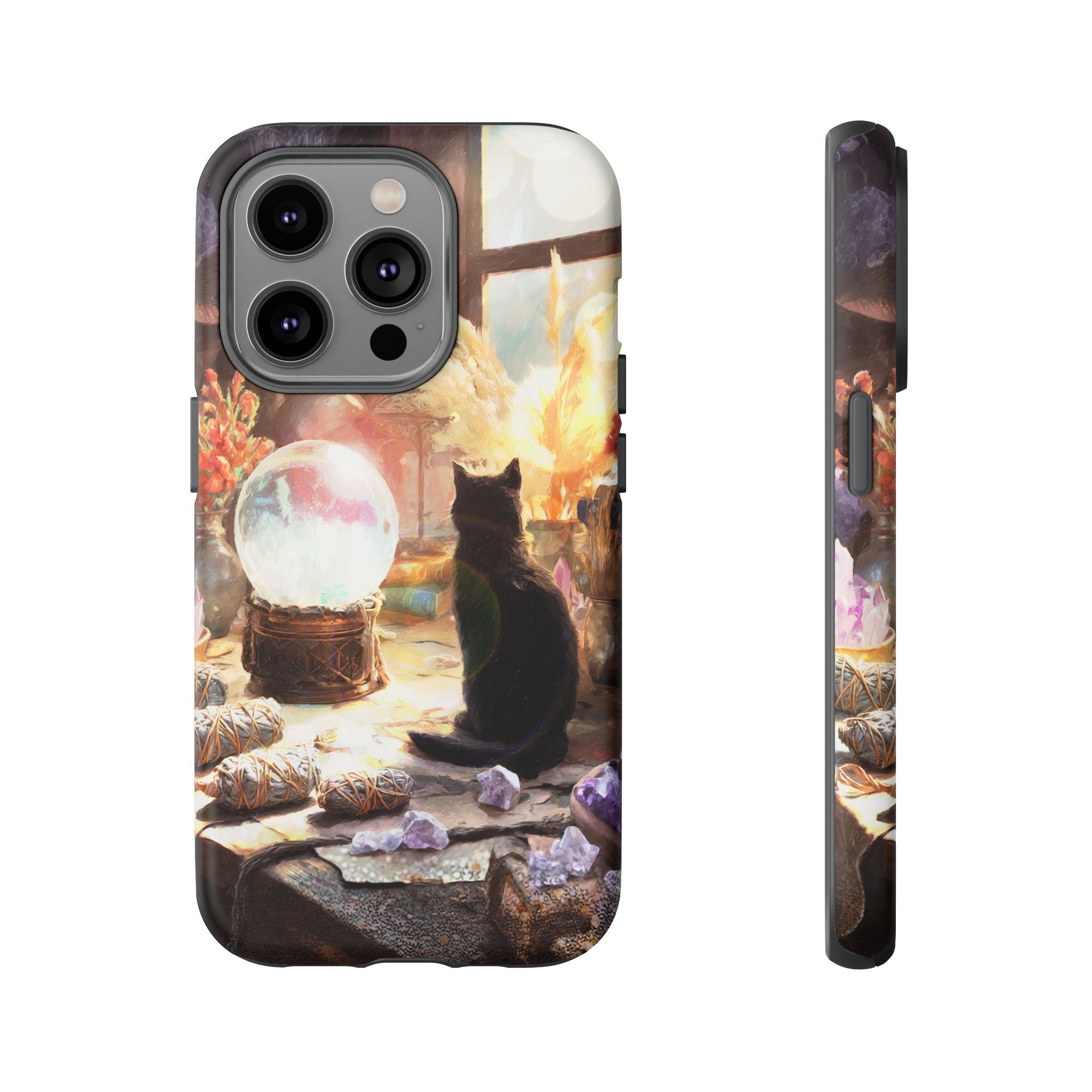 Crystal Phone case, Black Cat Case - Aesthetic Tough Case for Black Cat Lovers, Gift for Her, Witch Decor, Phone Protector, Home Vibes