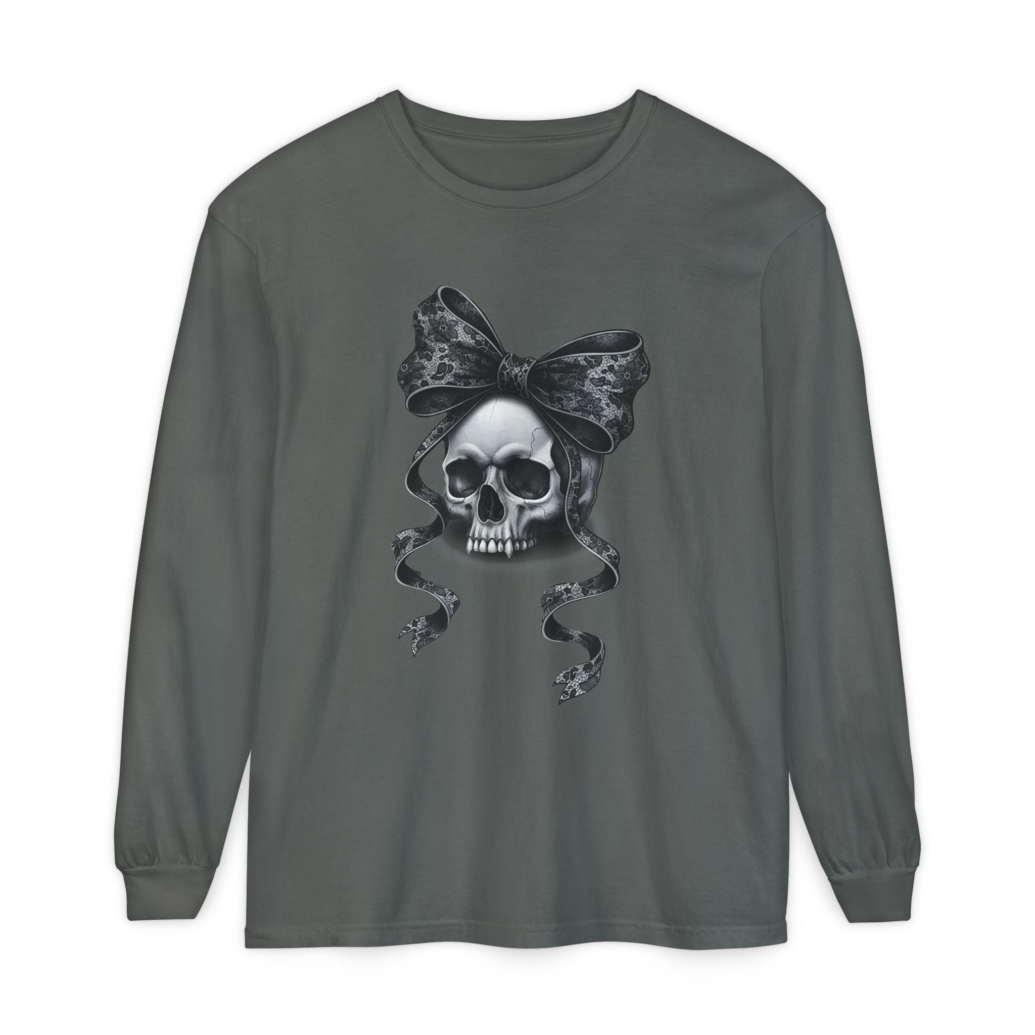 Gothmas Skull Bow Shirt | Dark Holiday Tee for Gothic Christmas Lovers