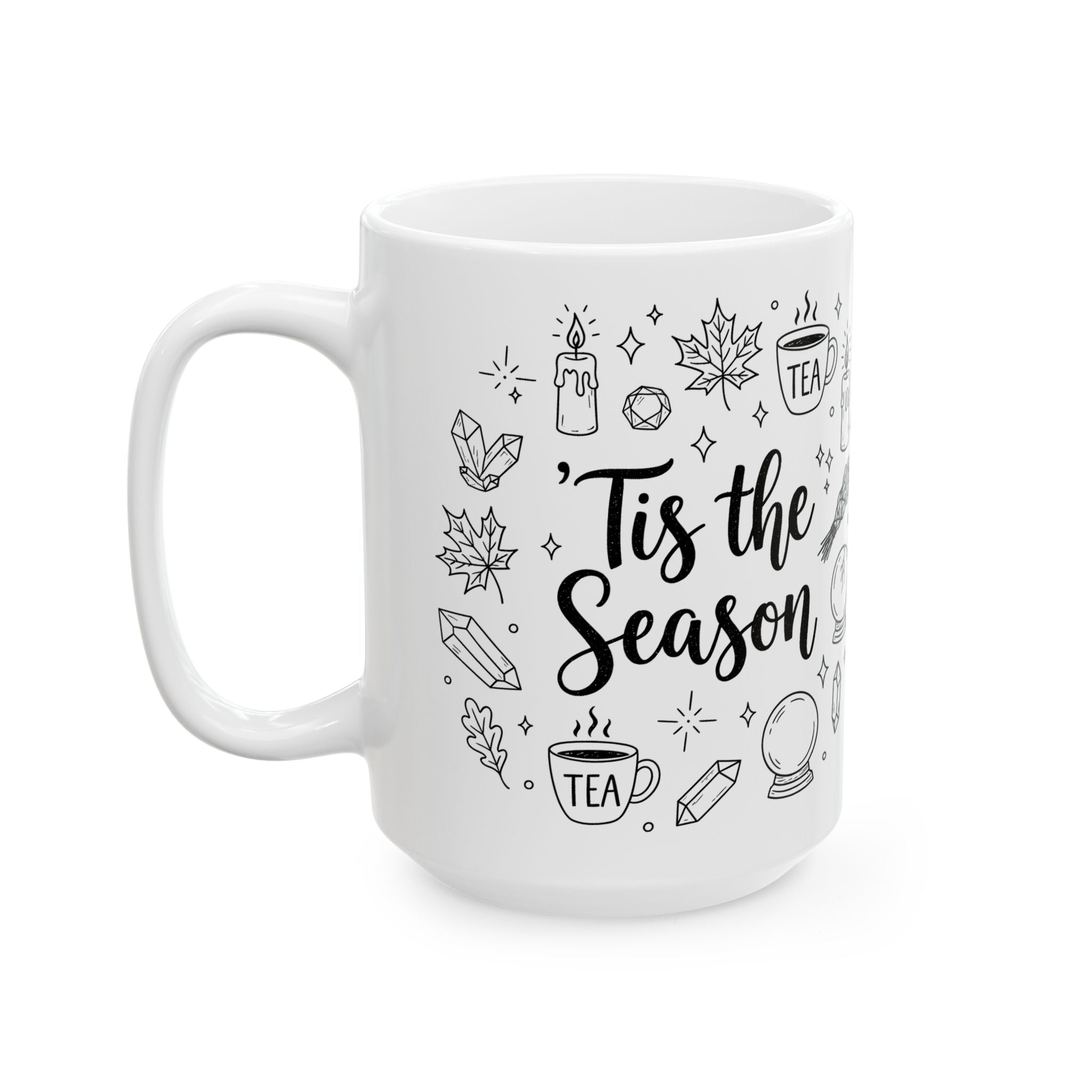 Tis the Season Doodle Mug | Celestial Holiday Gothmas Tea & Crystal Coffee Cup