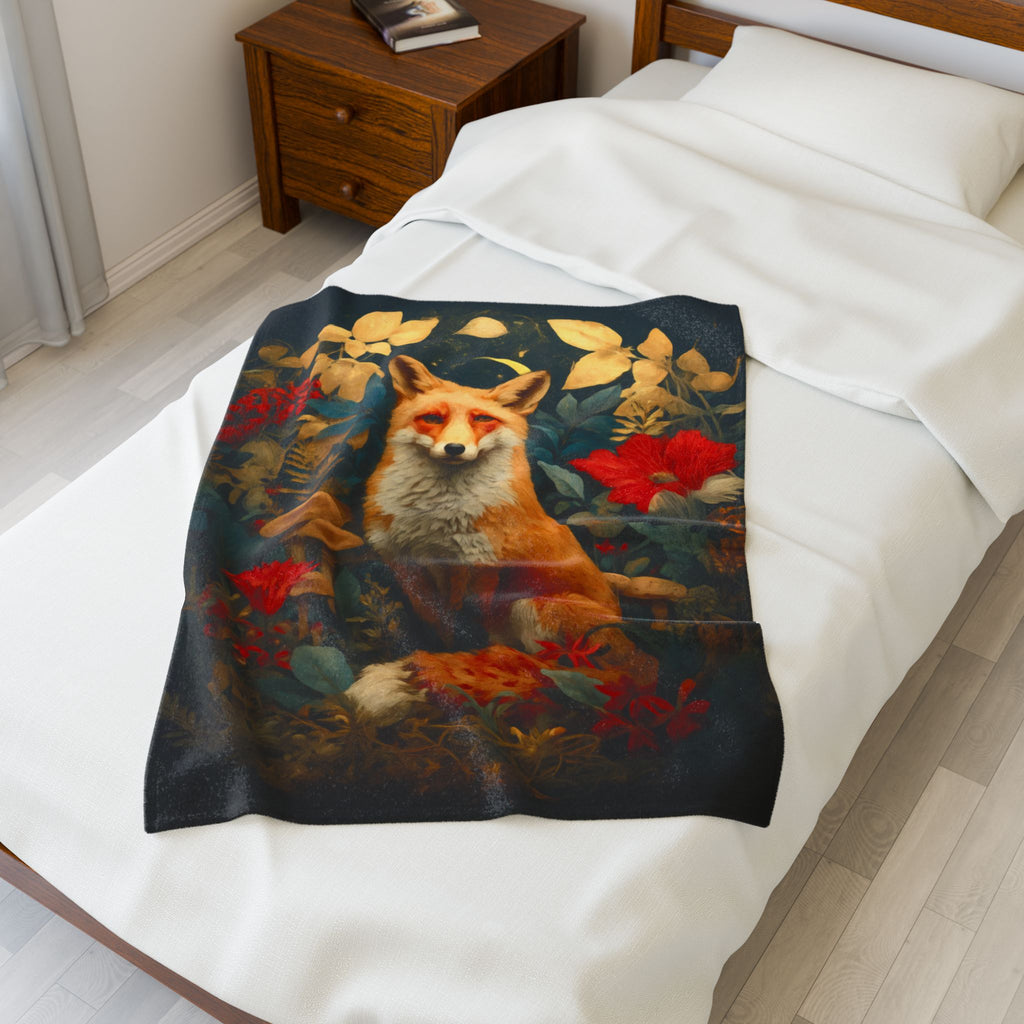 Red Fox Woodland Blanket | Cozy Luxury Forest Throw for Nature-Inspired Homes