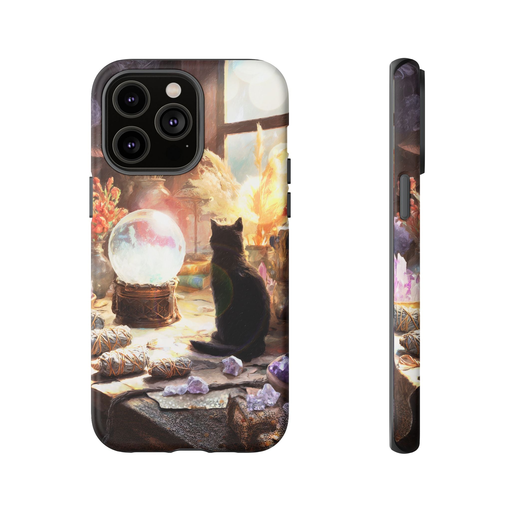 Crystal Phone case, Black Cat Case - Aesthetic Tough Case for Black Cat Lovers, Gift for Her, Witch Decor, Phone Protector, Home Vibes