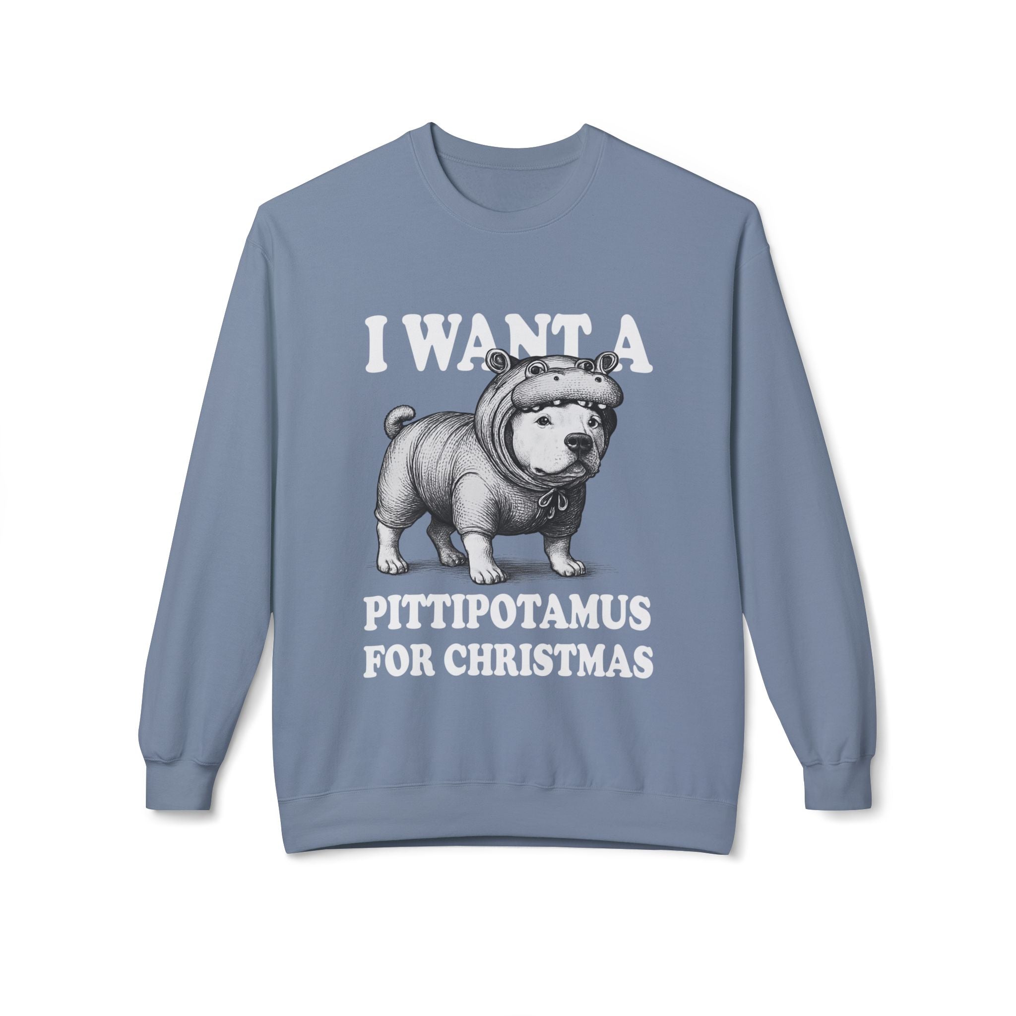 Dog Pitbull Christmas Sweatshirt | Cute Pittipotamus Holiday Pullover for Dog Lovers