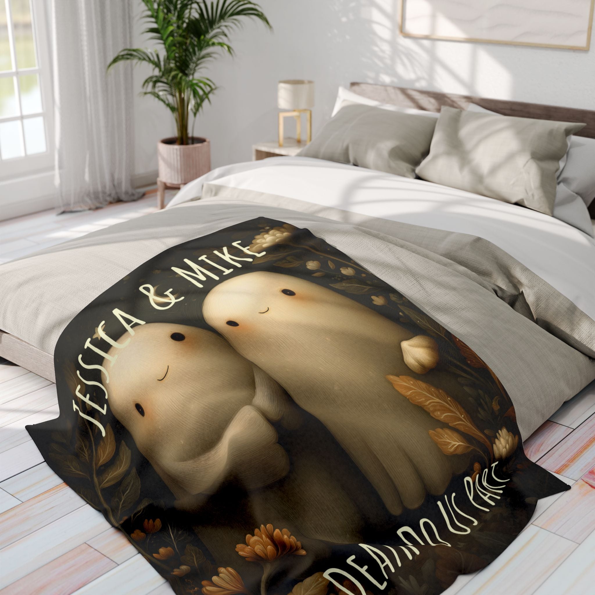 Valentine Blanket Til Death Do Us Part Ghost Blanket | Custom Name Valentines Day Couple Throw