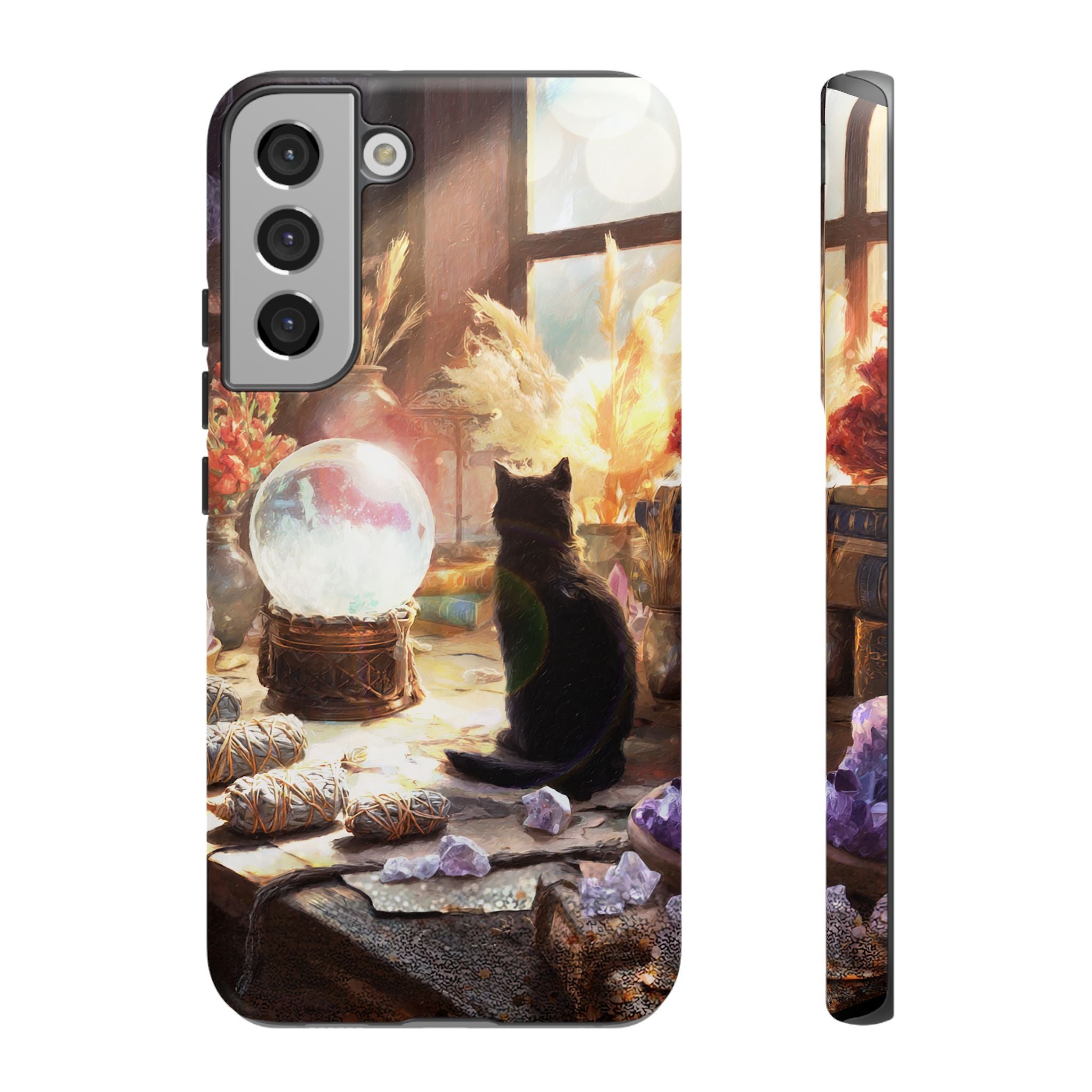 Crystal Phone case, Black Cat Case - Aesthetic Tough Case for Black Cat Lovers, Gift for Her, Witch Decor, Phone Protector, Home Vibes