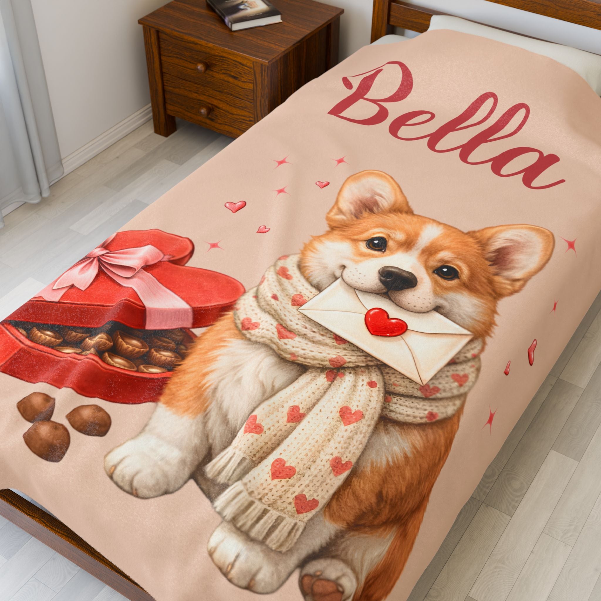 Valentines Day Corgi Custom Blanket | Valentine Plush Dog Lover Throw for Cozy Nights