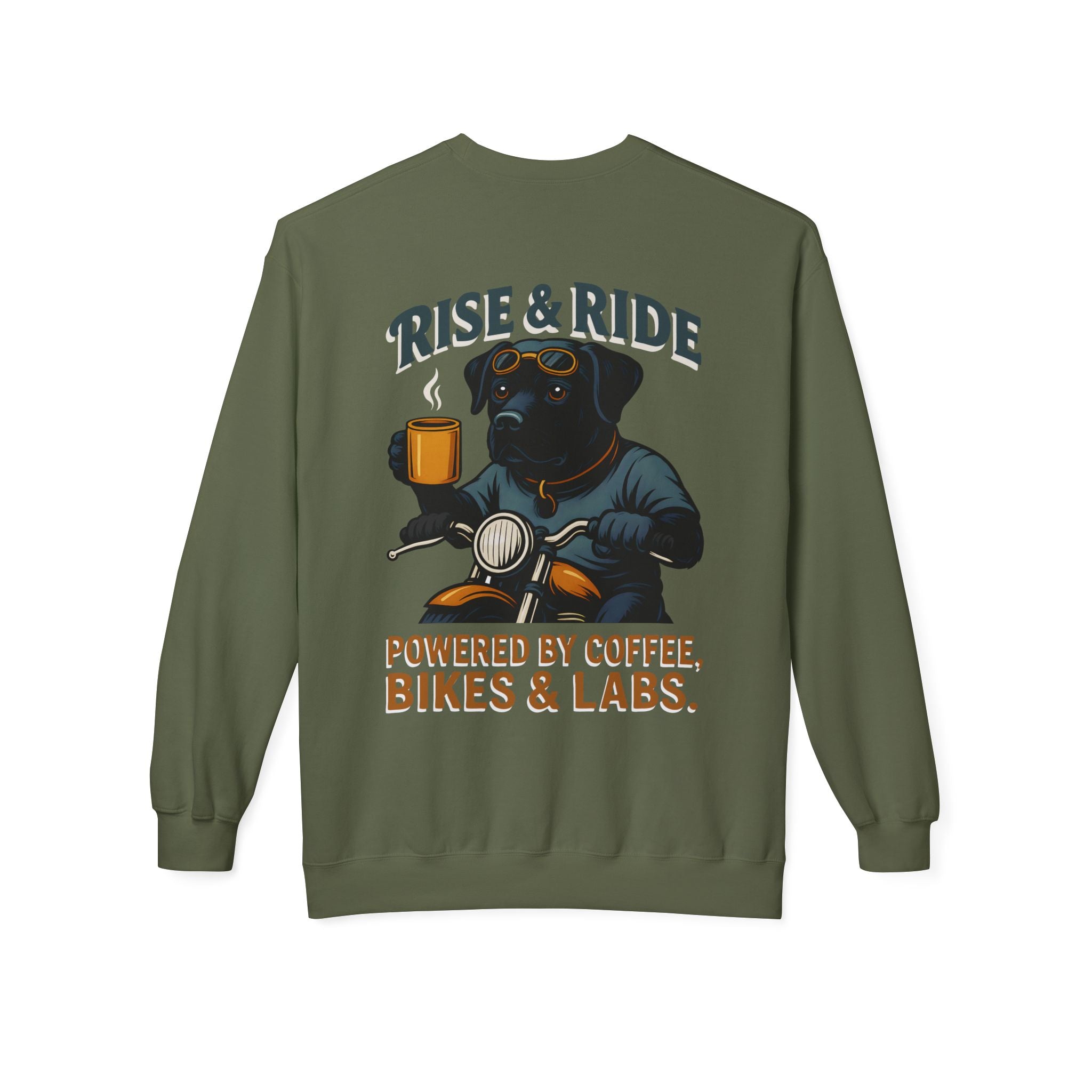 Dog Husky Biker Coffee Shirt | Husky Motorcycle Sweatshirt for Men Back Print