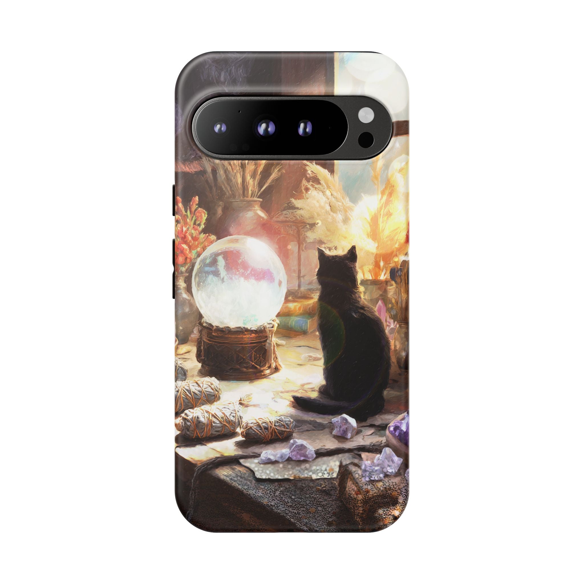 Crystal Phone case, Black Cat Case - Aesthetic Tough Case for Black Cat Lovers, Gift for Her, Witch Decor, Phone Protector, Home Vibes