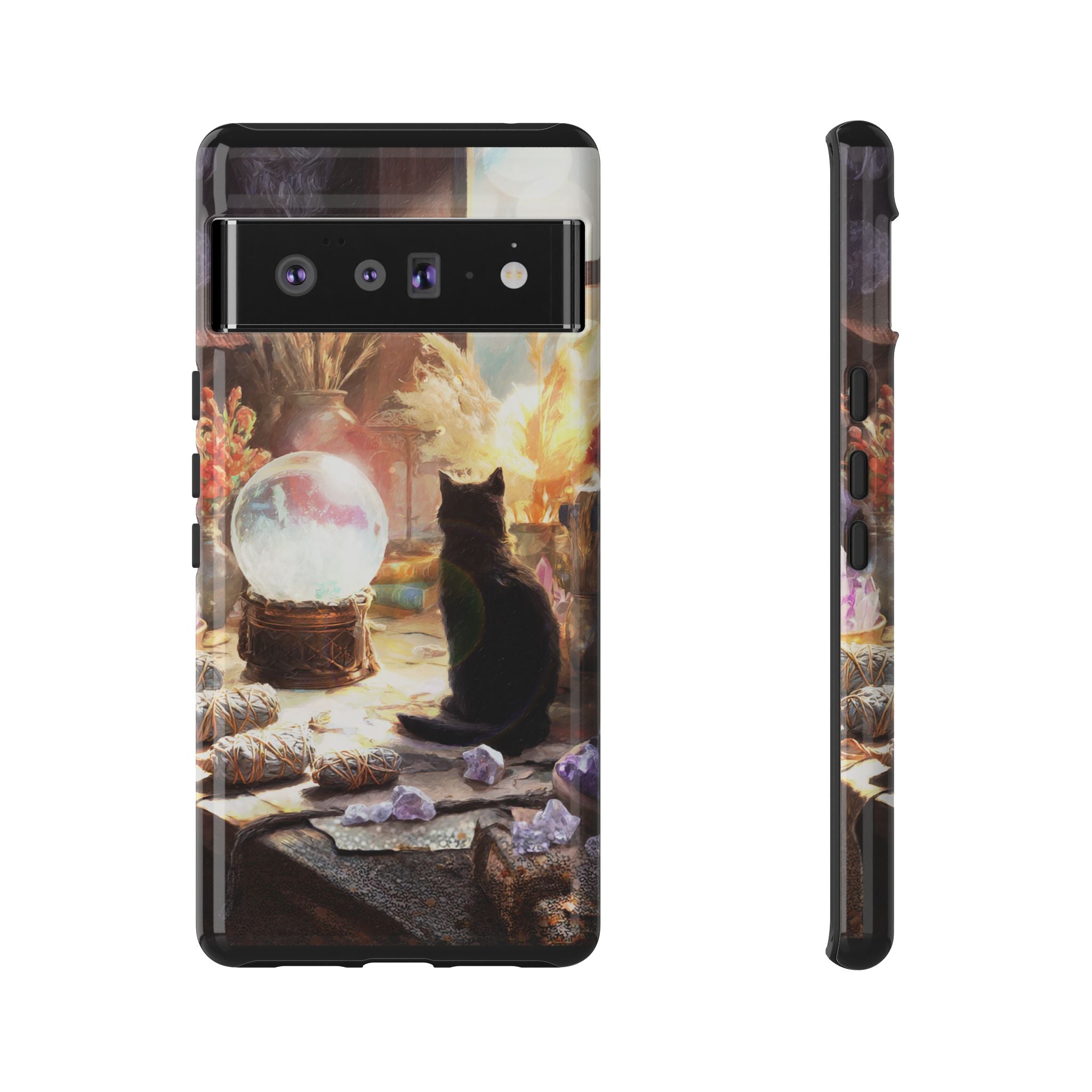 Crystal Phone case, Black Cat Case - Aesthetic Tough Case for Black Cat Lovers, Gift for Her, Witch Decor, Phone Protector, Home Vibes