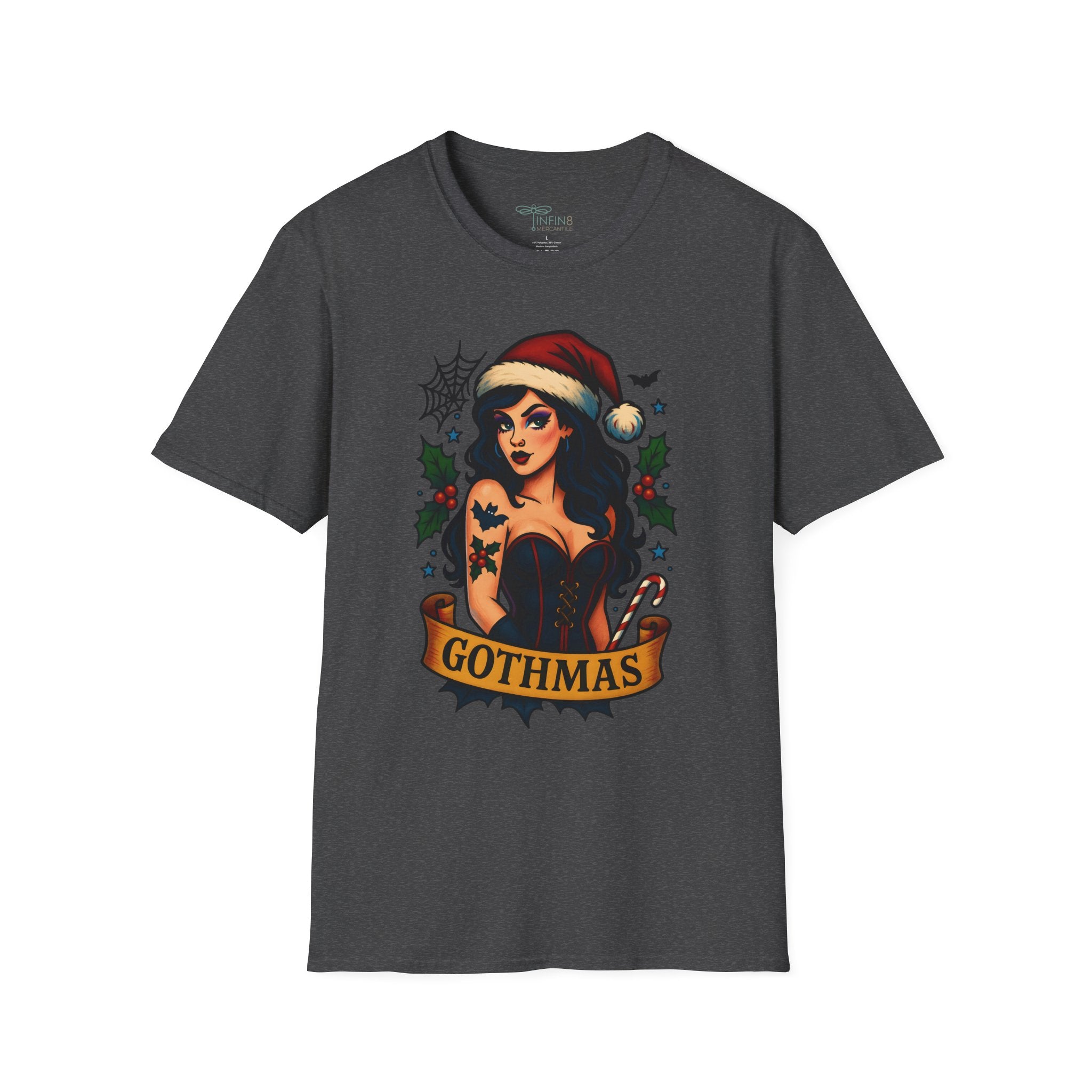 Gothmas Pin-Up T-Shirt | Men's Vintage Tattoo Christmas Tee