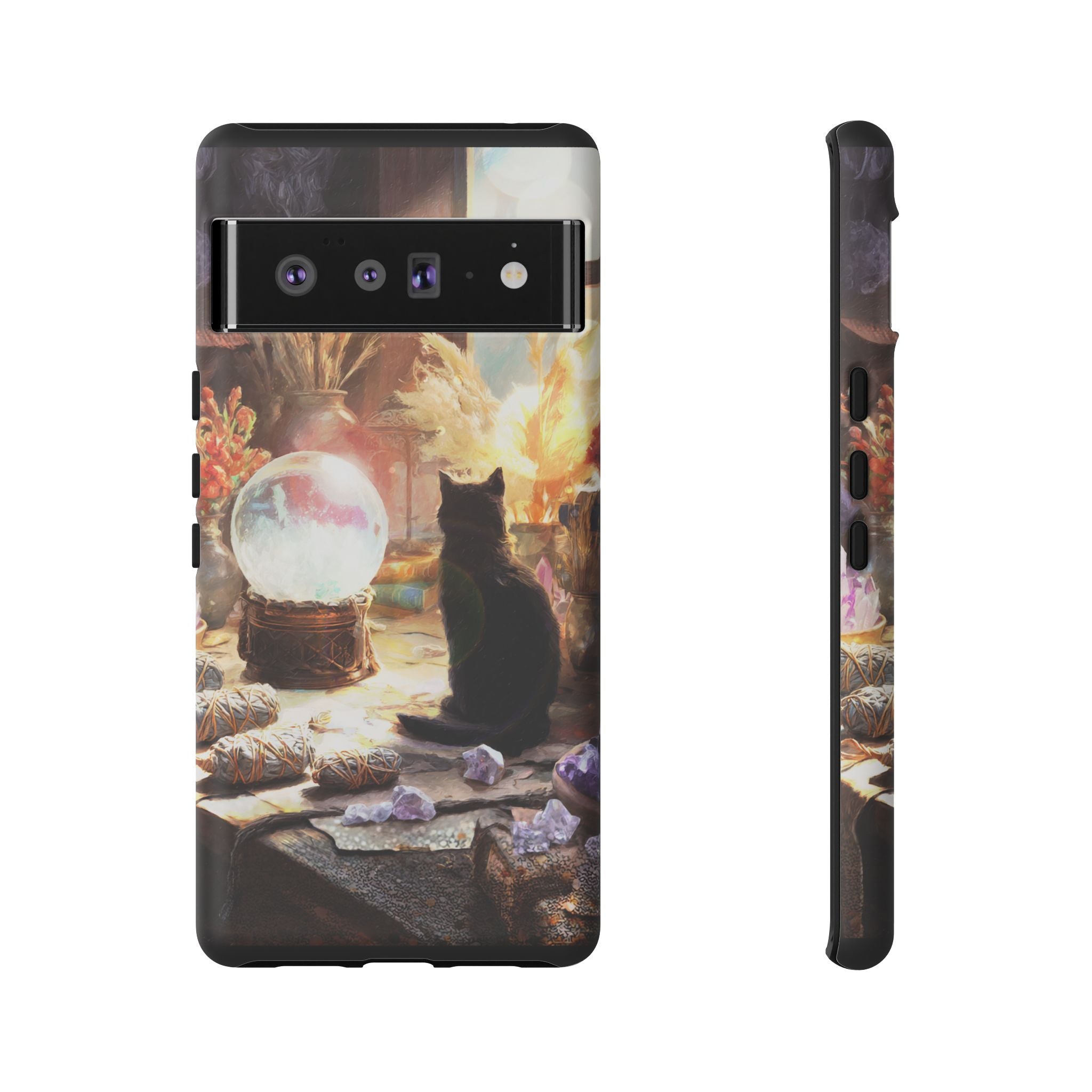 Crystal Phone case, Black Cat Case - Aesthetic Tough Case for Black Cat Lovers, Gift for Her, Witch Decor, Phone Protector, Home Vibes