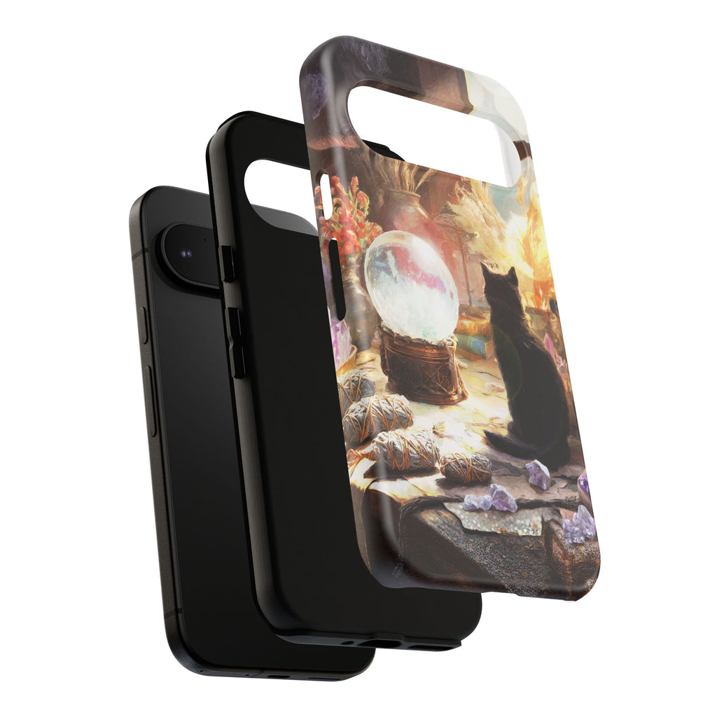 Crystal Phone case, Black Cat Case - Aesthetic Tough Case for Black Cat Lovers, Gift for Her, Witch Decor, Phone Protector, Home Vibes