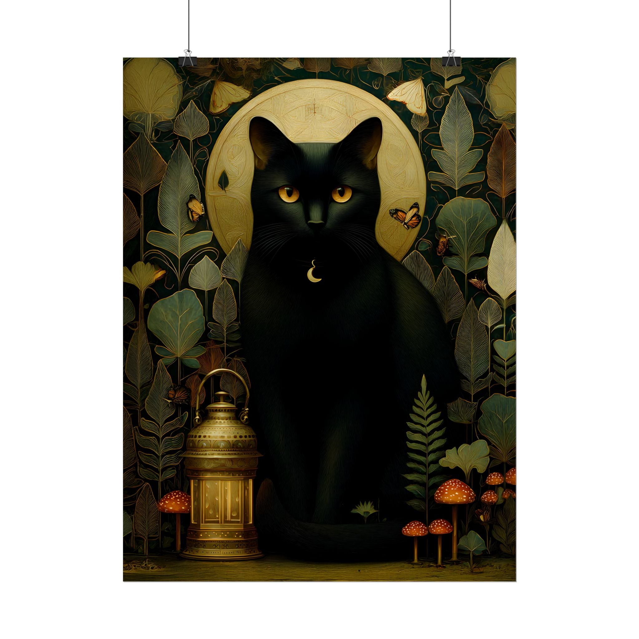 The Watchful Cat Wall Art | The Forest Garden Black Cat Print for Home Decor