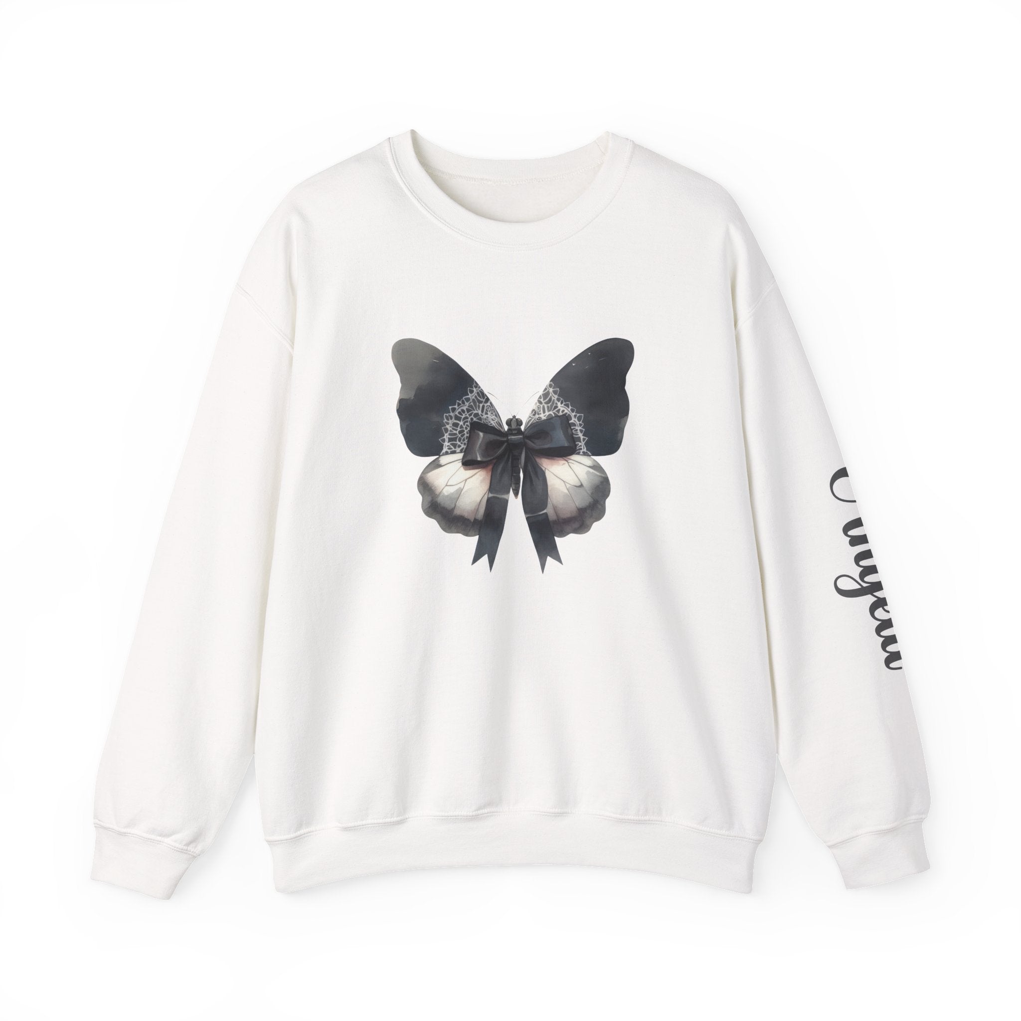 Valentine Dark Butterfly Shirt | Personalized Name Sleeve Sweatshirt Gift for Her