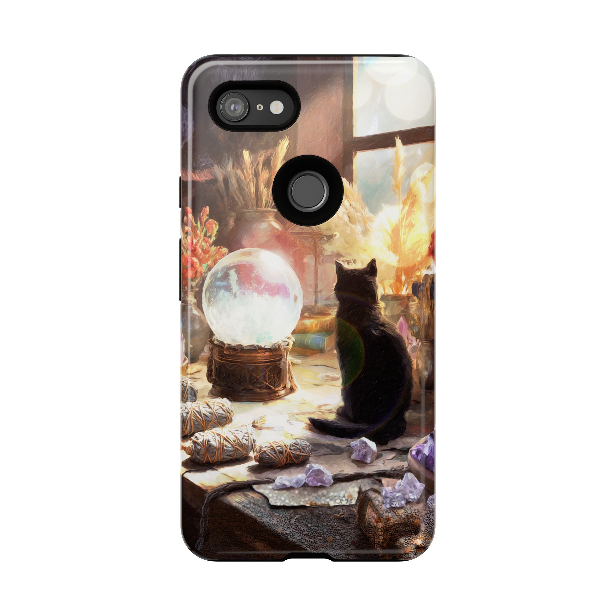 Crystal Phone case, Black Cat Case - Aesthetic Tough Case for Black Cat Lovers, Gift for Her, Witch Decor, Phone Protector, Home Vibes