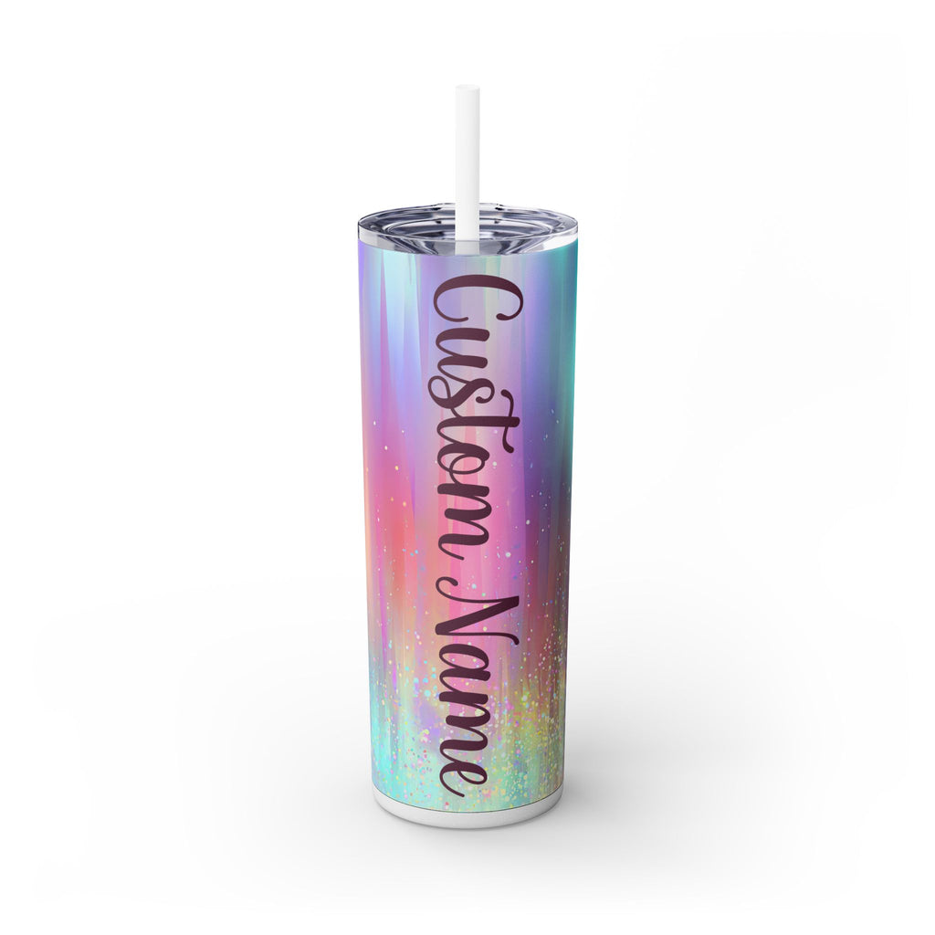 Personalized Iridescent Glitter Tumbler 20oz | Custom Name Cup Valentine Gift with Saying