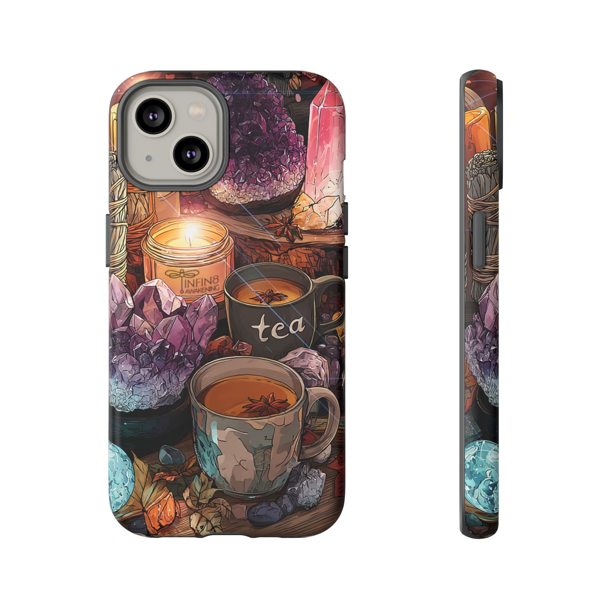 Mystical Crystal Phone Case, Cottagecore Samsung Case - Crystal Tea Lovers Phone Case, Spiritual iPhone Case, Samsung Magical FairyCore Case