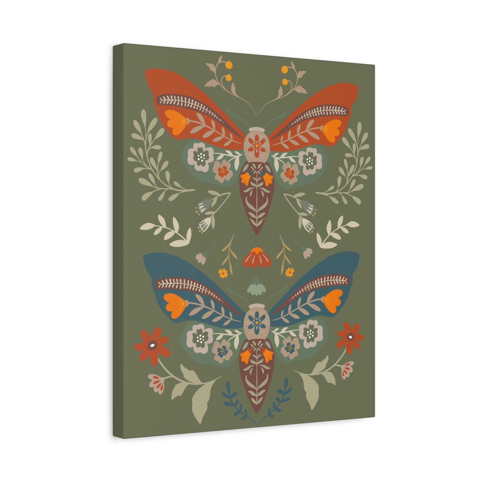 Moth Botanica | Wildflower Garden Green Wall Art Canvas Printify