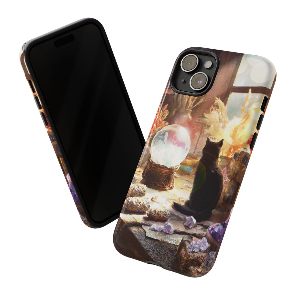 Crystal Phone case, Black Cat Case - Aesthetic Tough Case for Black Cat Lovers, Gift for Her, Witch Decor, Phone Protector, Home Vibes