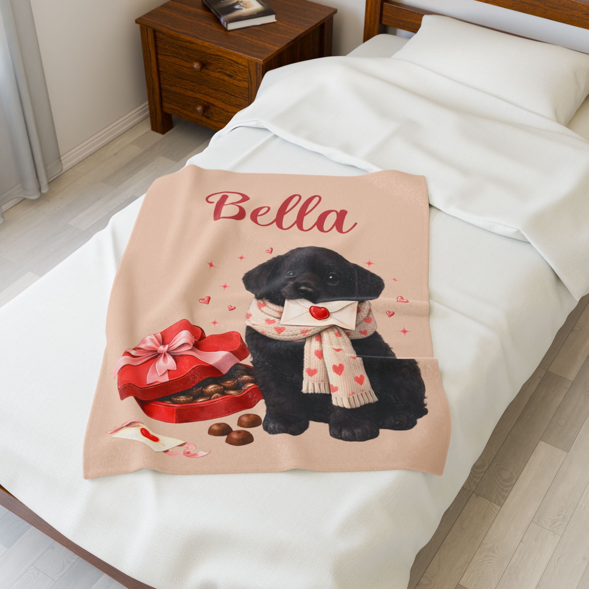 Valentines Day Black Lab Blanket | Valentine Plush Labrador Lover Gift for Cozy Nights