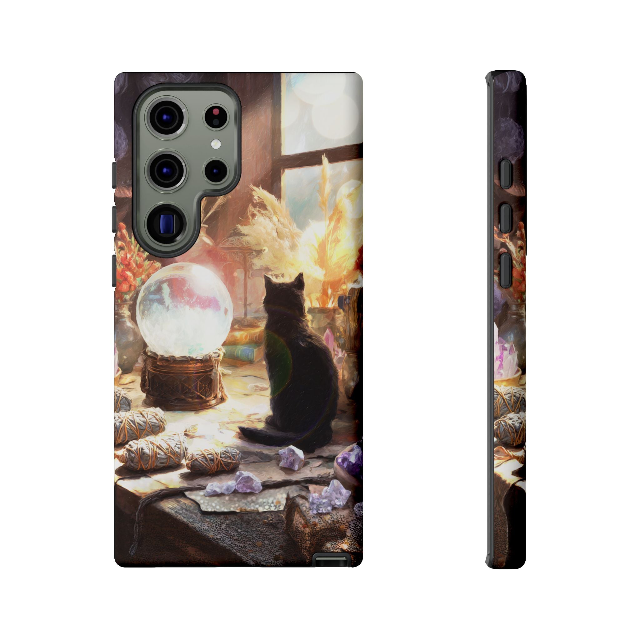 Crystal Phone case, Black Cat Case - Aesthetic Tough Case for Black Cat Lovers, Gift for Her, Witch Decor, Phone Protector, Home Vibes