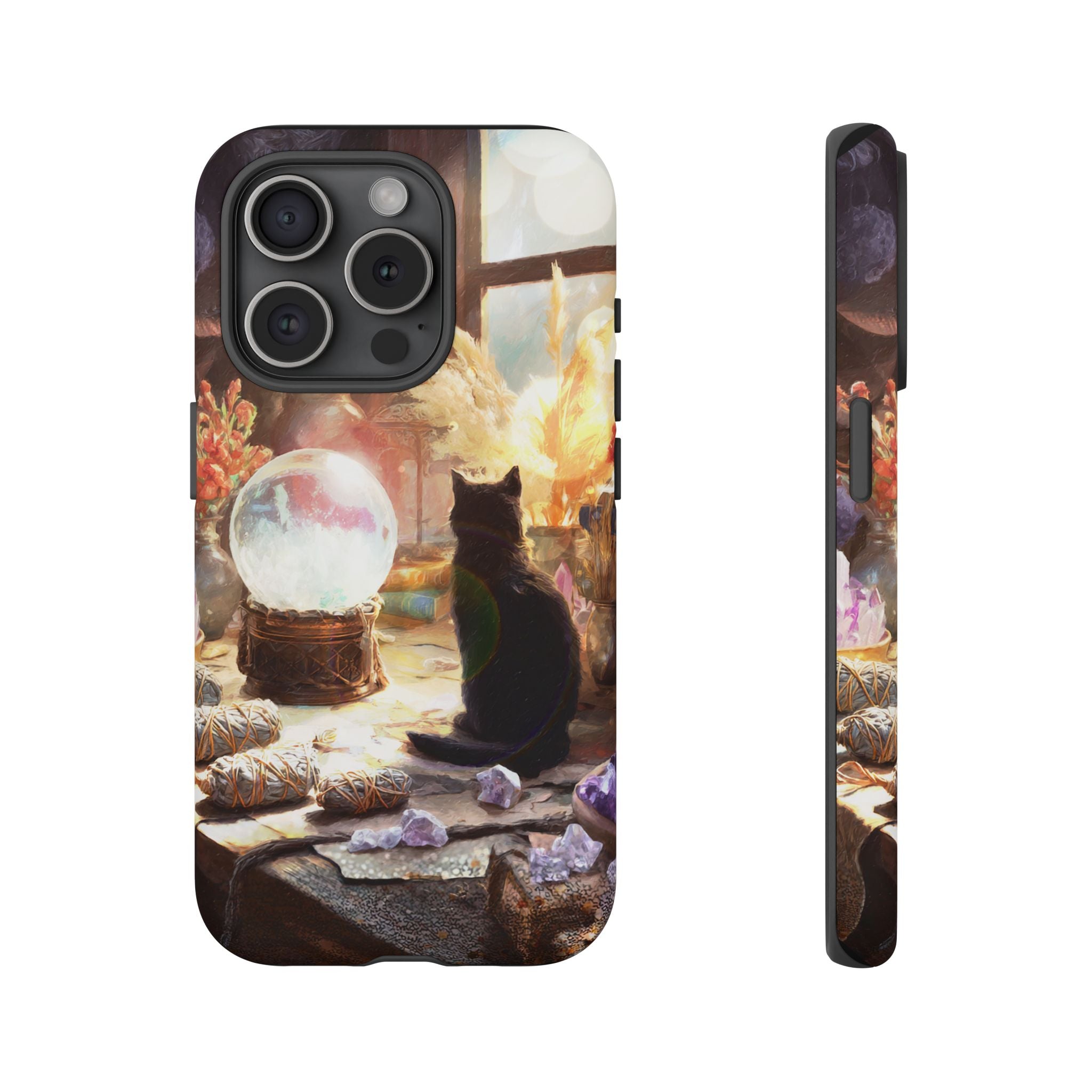 Crystal Phone case, Black Cat Case - Aesthetic Tough Case for Black Cat Lovers, Gift for Her, Witch Decor, Phone Protector, Home Vibes