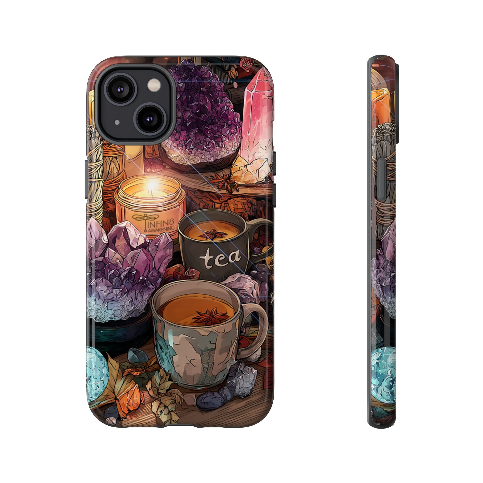 Mystical Crystal Phone Case, Cottagecore Samsung Case - Crystal Tea Lovers Phone Case, Spiritual iPhone Case, Samsung Magical FairyCore Case